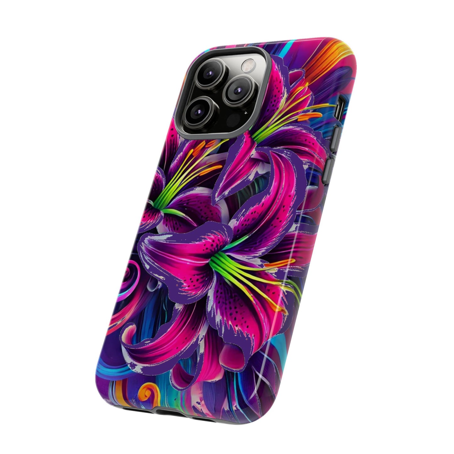 Neon Lily Illustration Tough Case | Floral Phone Cover