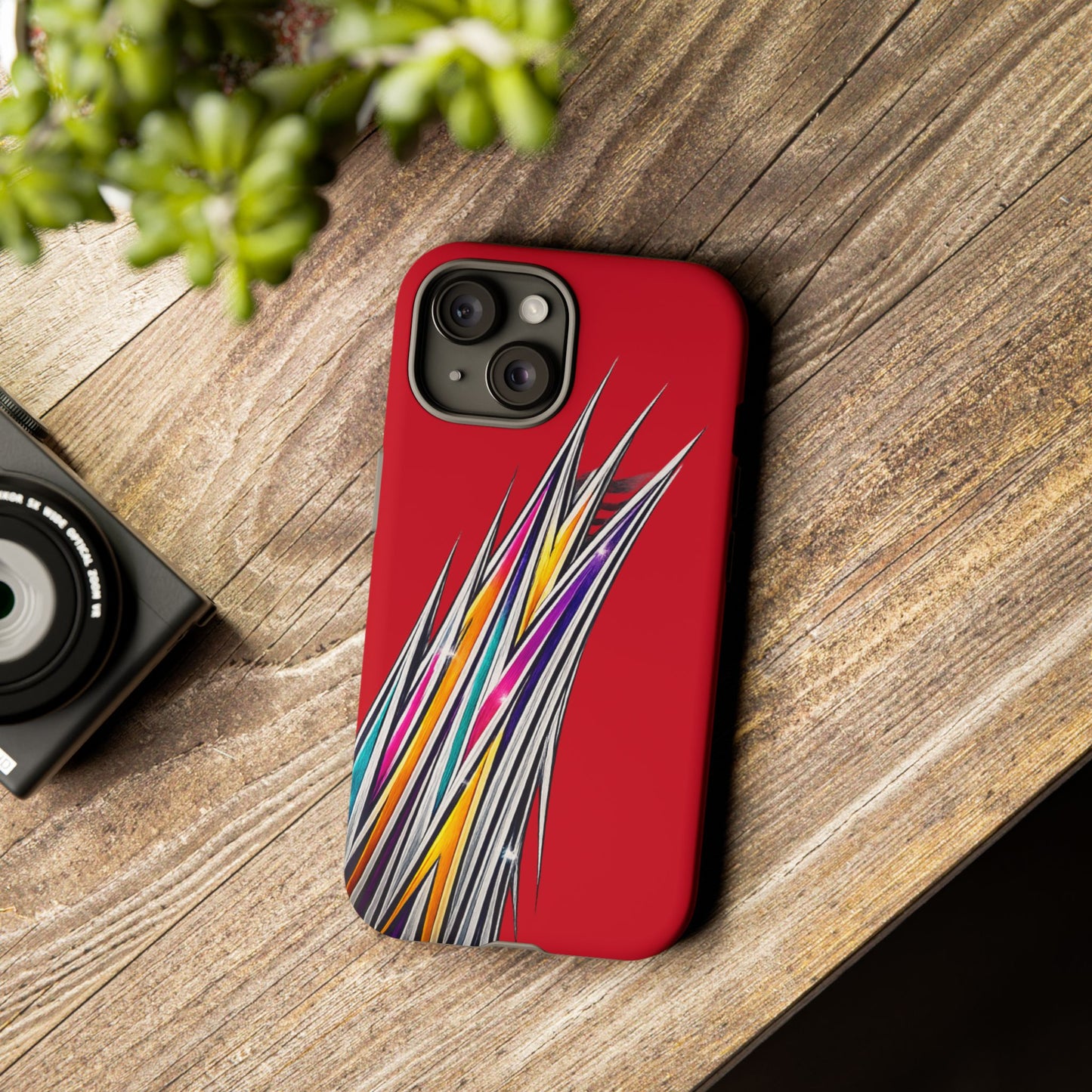 Colorburst Pinstripe Phone Case | Red Abstract Racing Stripe