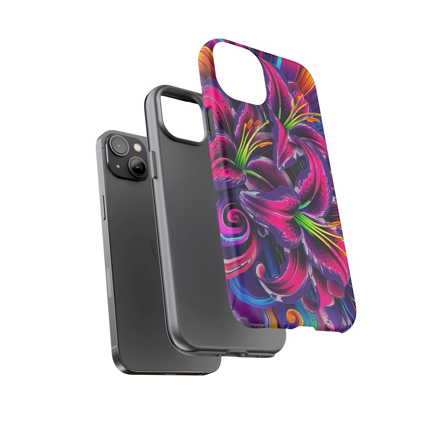 Neon Lily Illustration Tough Case | Floral Phone Cover