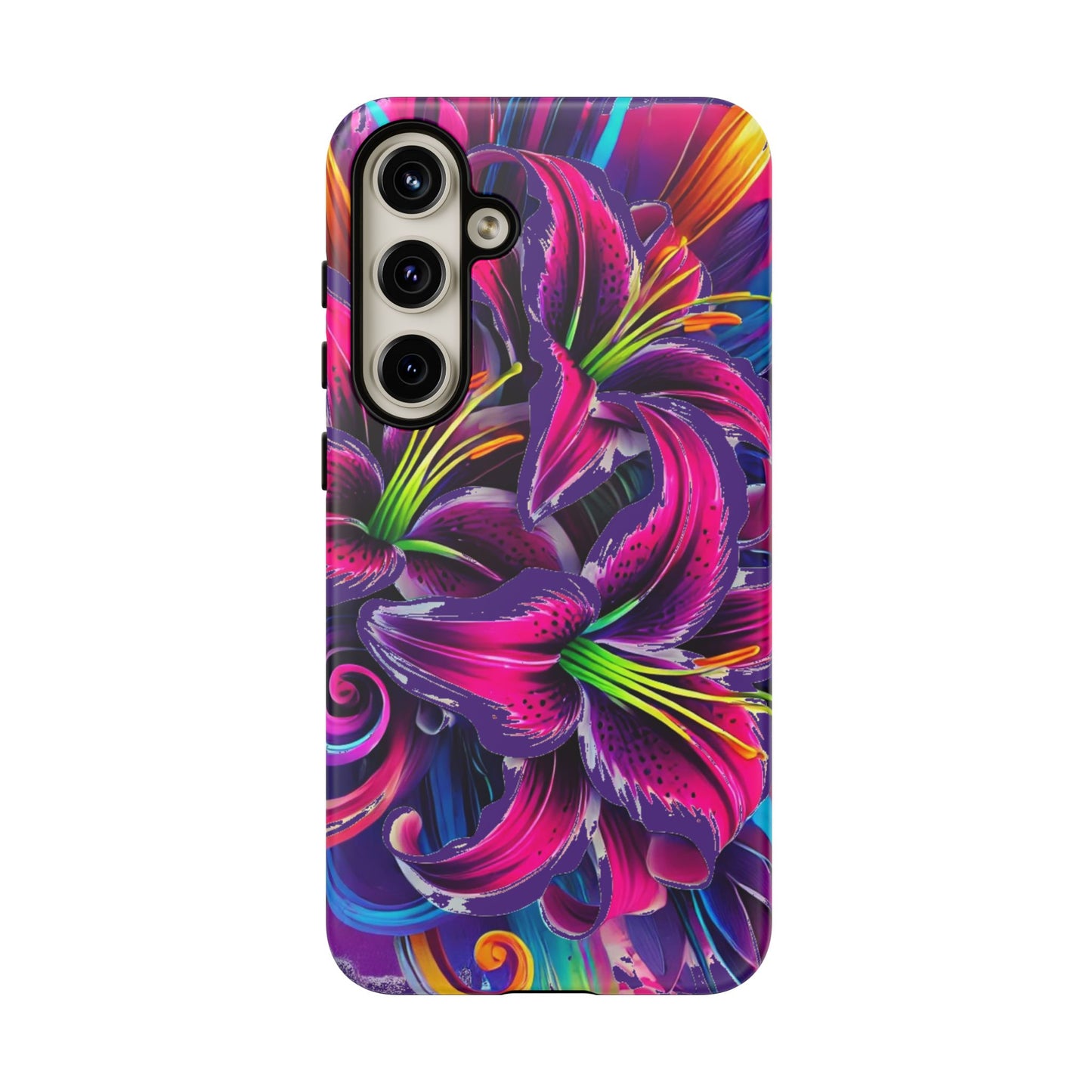 Neon Lily Illustration Tough Case | Floral Phone Cover