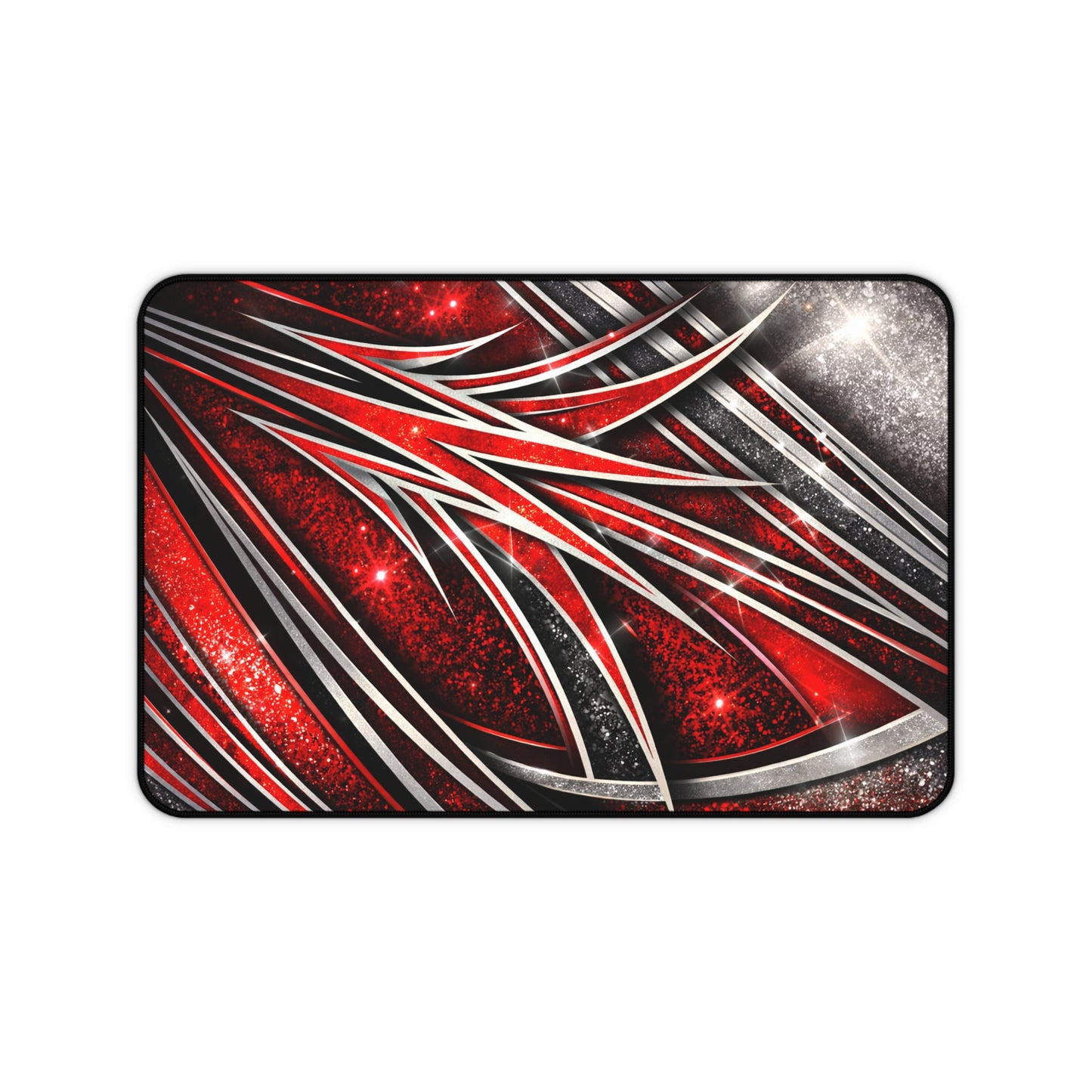 Red Metallic Abstract Desk Mat — Gaming/Office Mouse Pad
