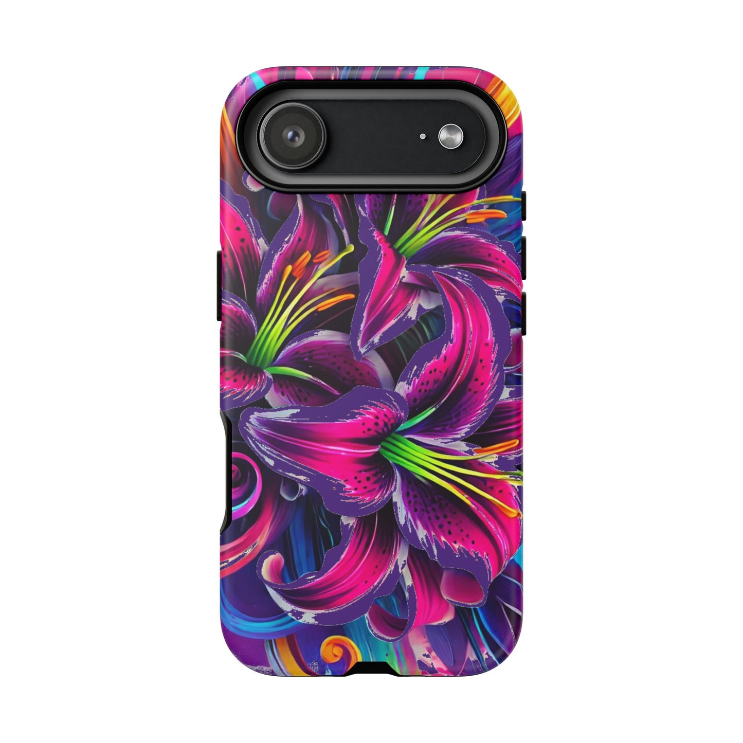 Neon Lily Illustration Tough Case | Floral Phone Cover