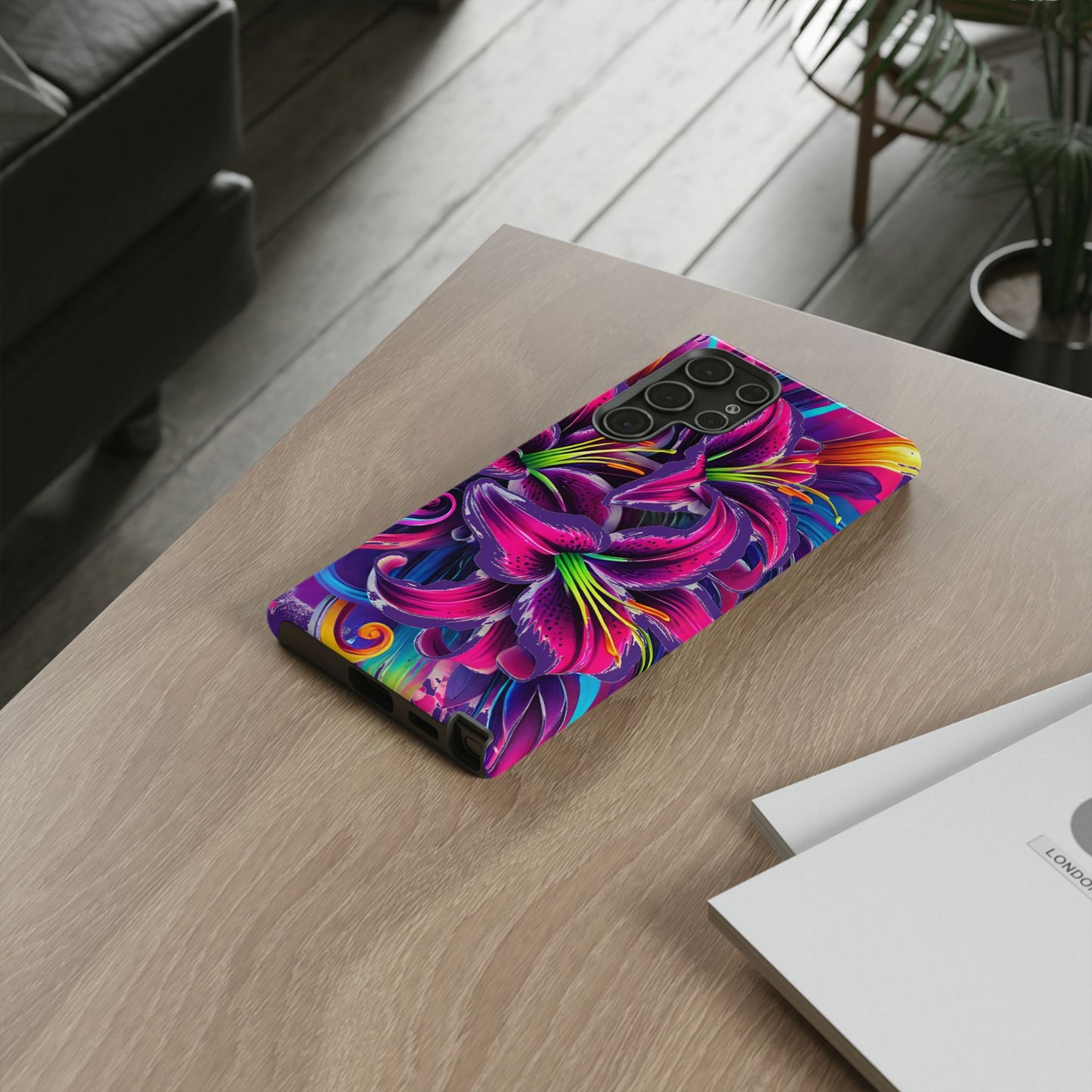 Neon Lily Illustration Tough Case | Floral Phone Cover