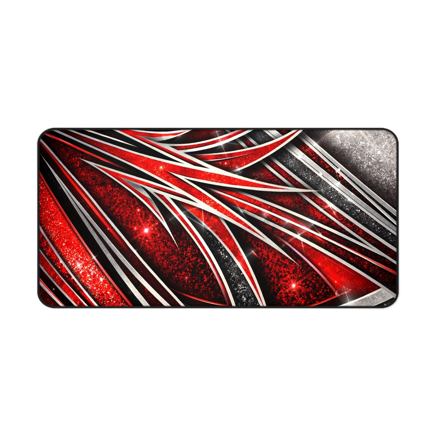 Red Metallic Abstract Desk Mat — Gaming/Office Mouse Pad