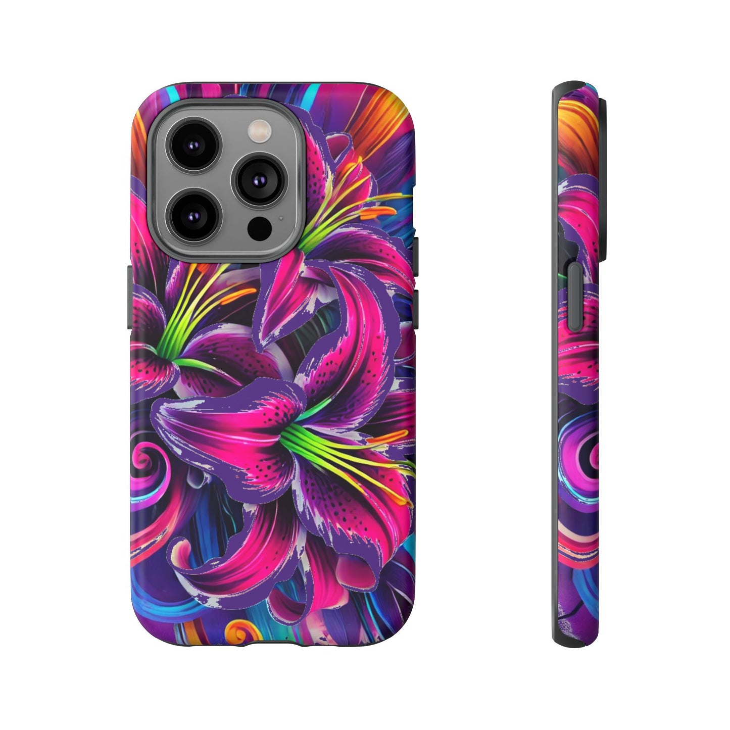 Neon Lily Illustration Tough Case | Floral Phone Cover