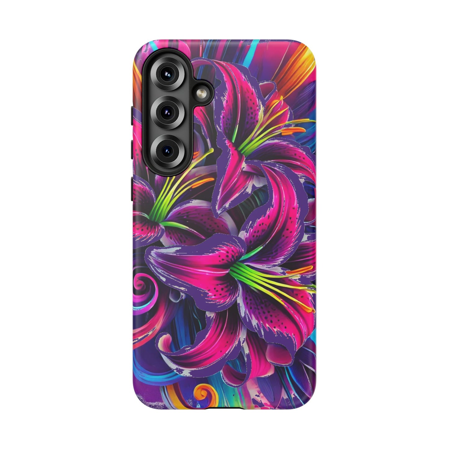 Neon Lily Illustration Tough Case | Floral Phone Cover