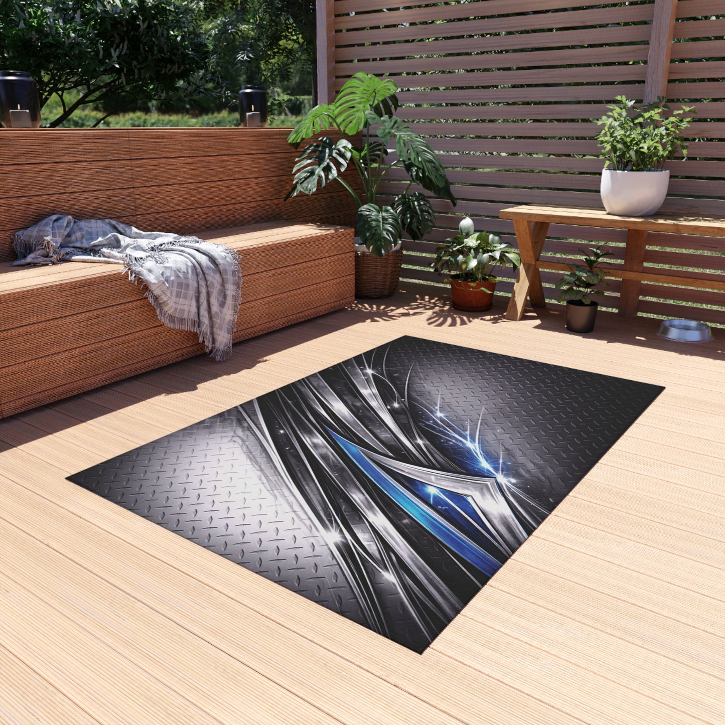Man Cave Diamond Plate Outdoor Rug — Shop Garage Graphics Doormat