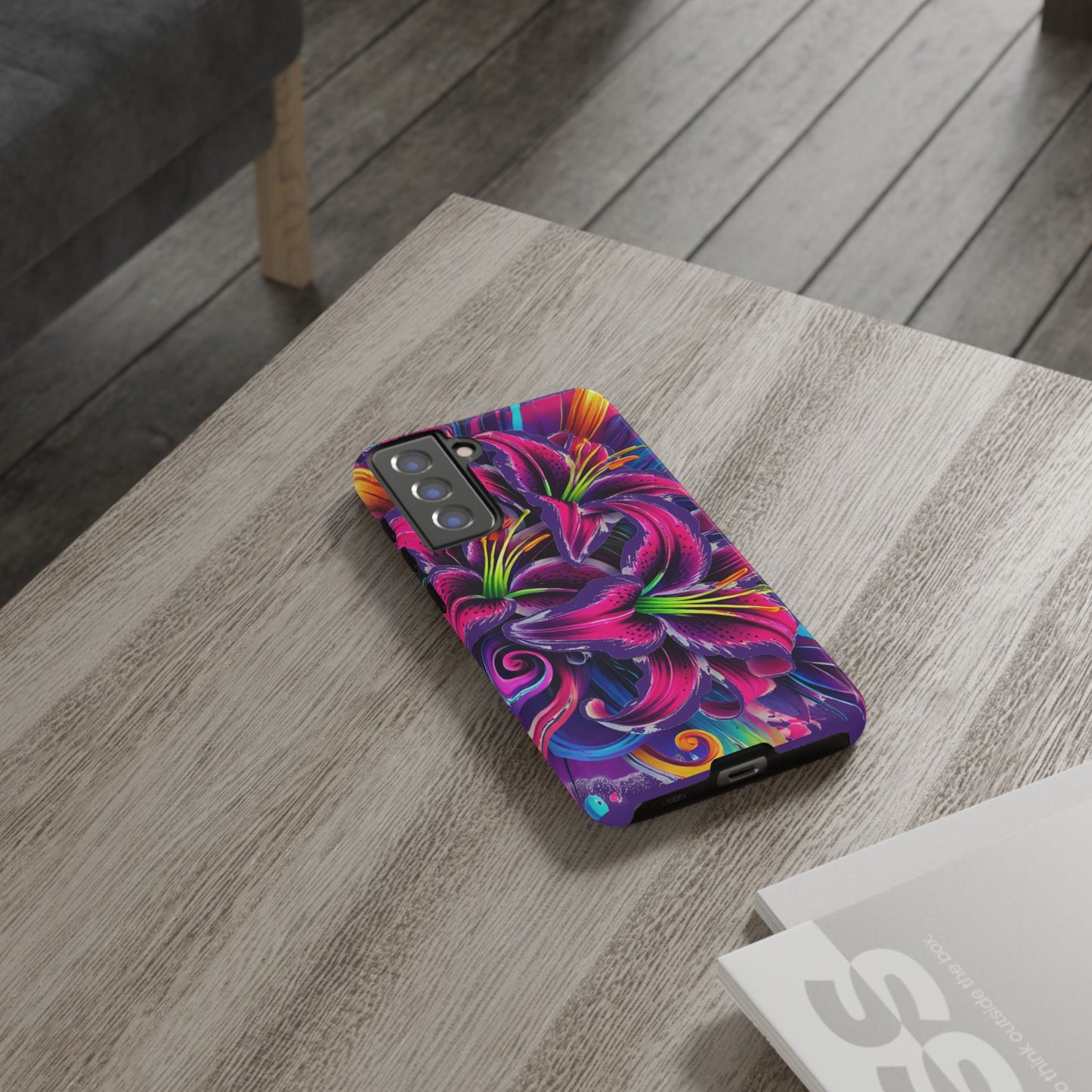 Neon Lily Illustration Tough Case | Floral Phone Cover