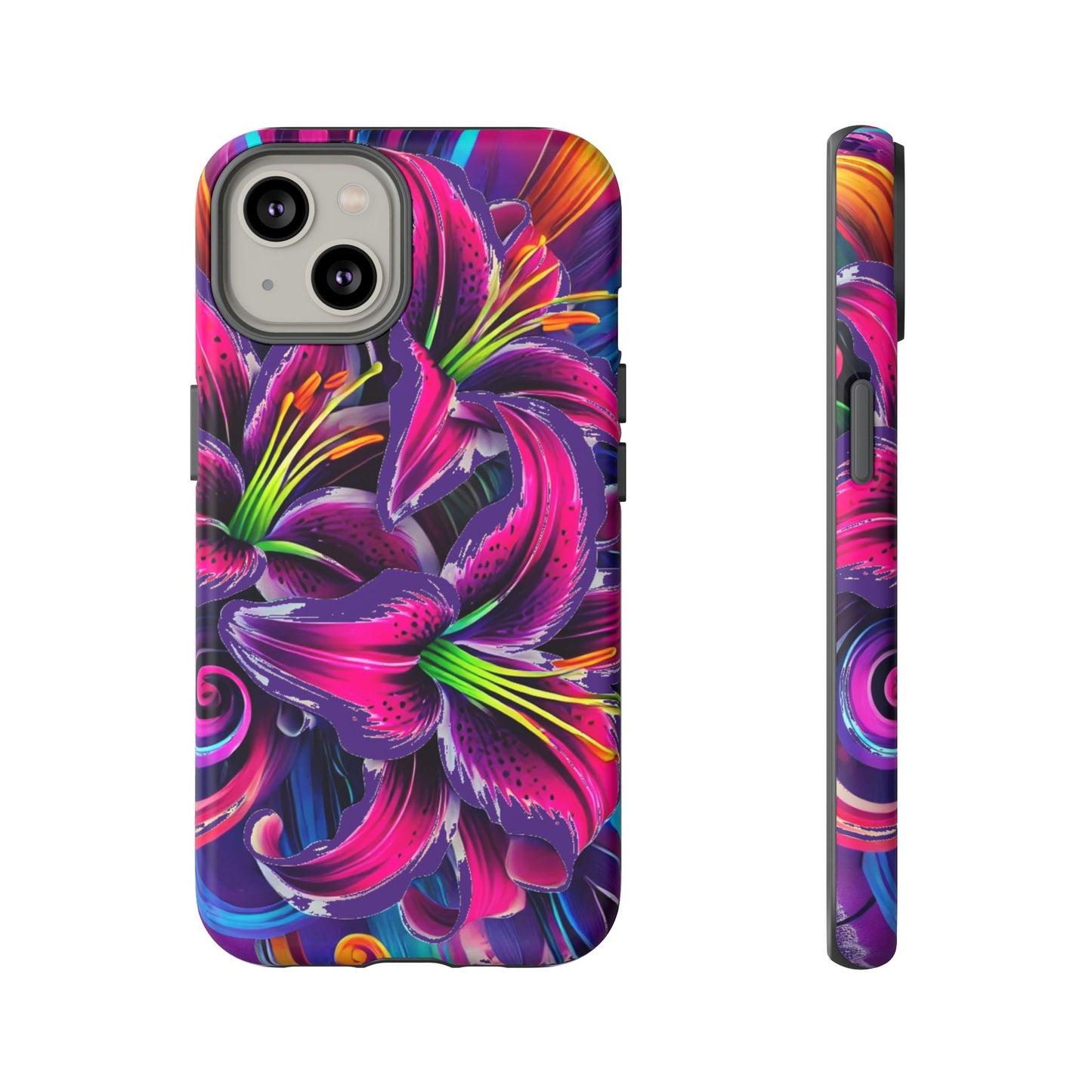 Neon Lily Illustration Tough Case | Floral Phone Cover