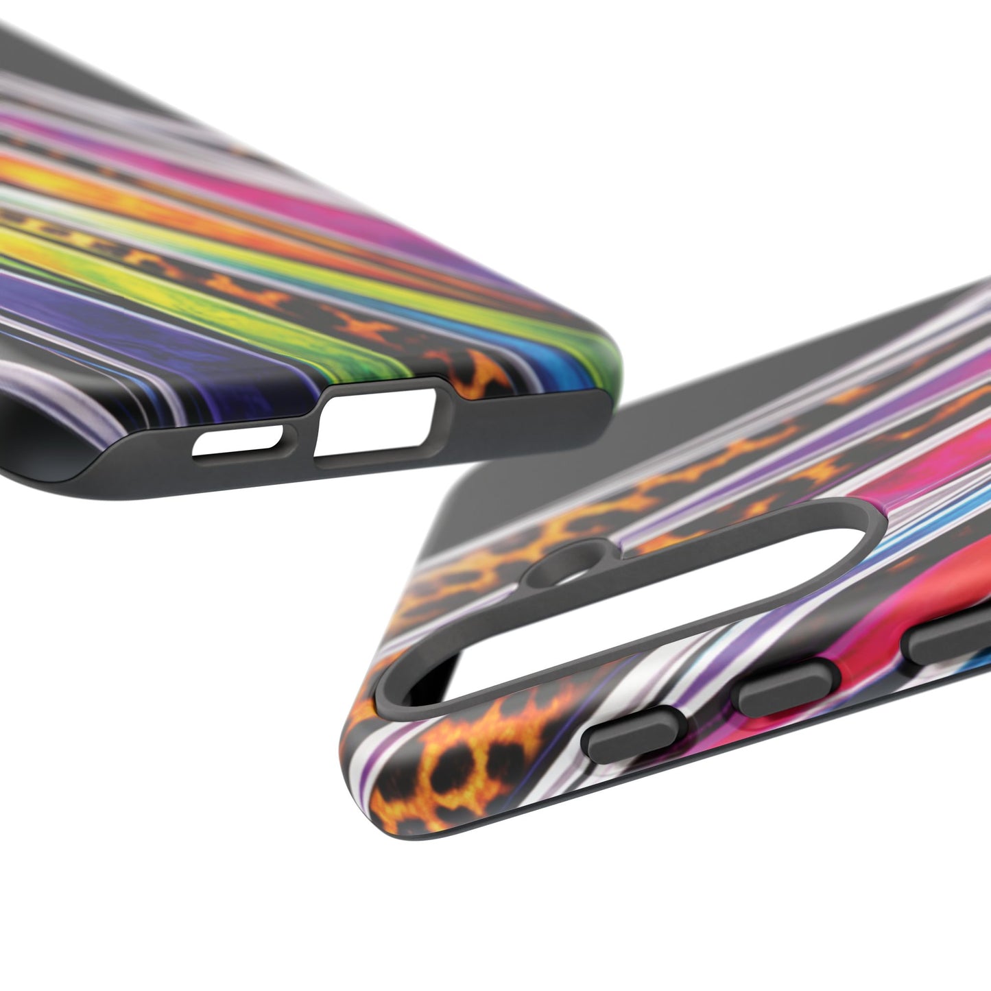 Colorful Stripes & Leopard Print Phone Case