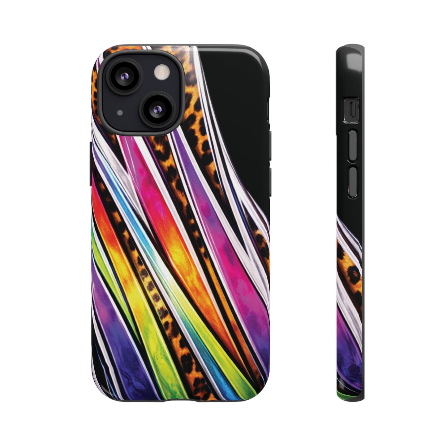 Colorful Stripes & Leopard Print Phone Case