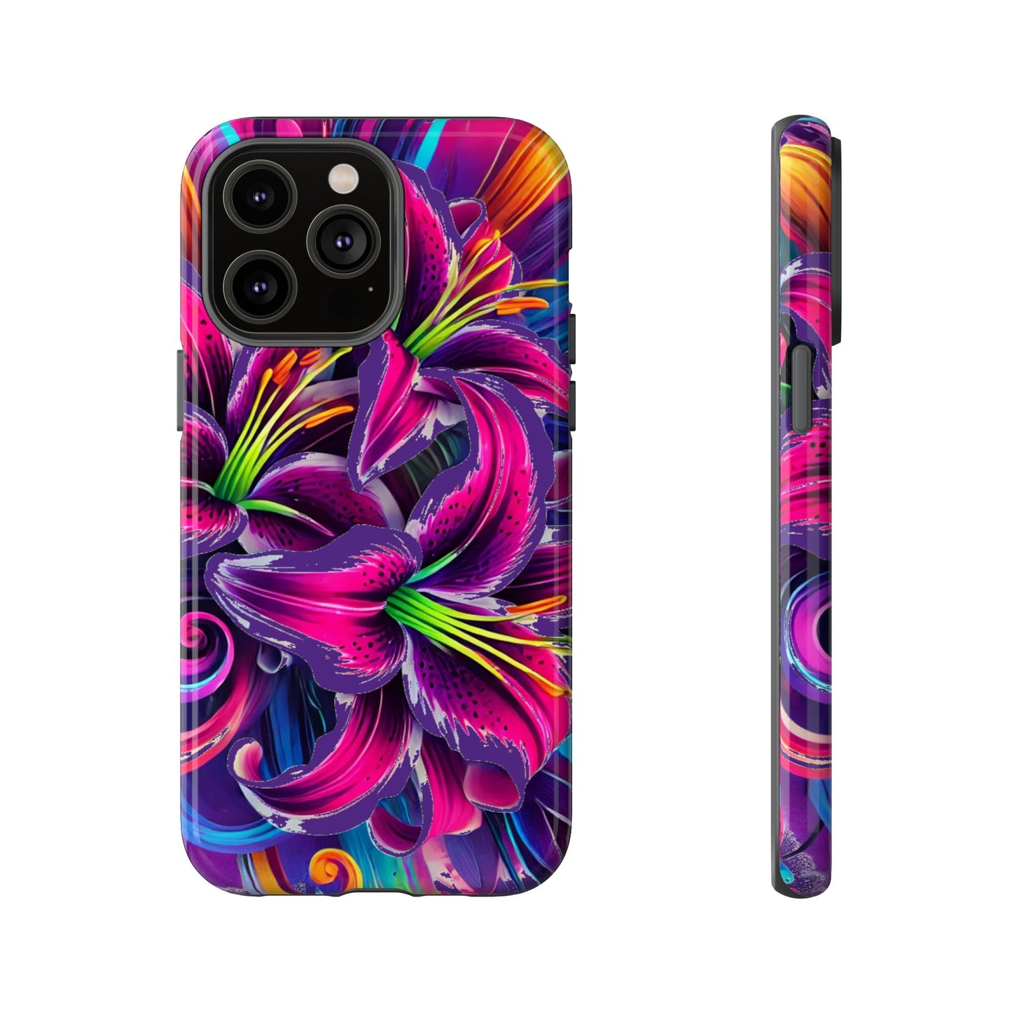 Neon Lily Illustration Tough Case | Floral Phone Cover