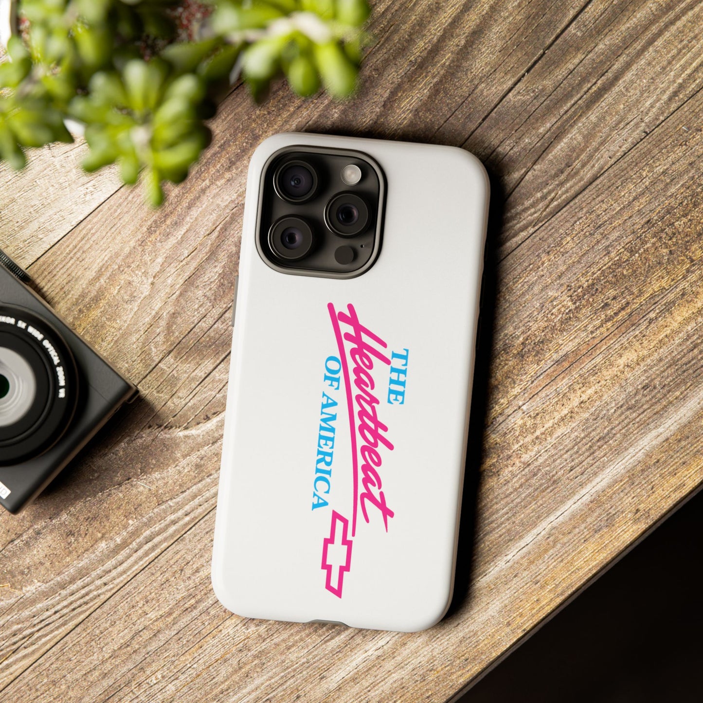 White  “The Heartbeat of America” Retro Chevy Logo, Slim Protective Cover