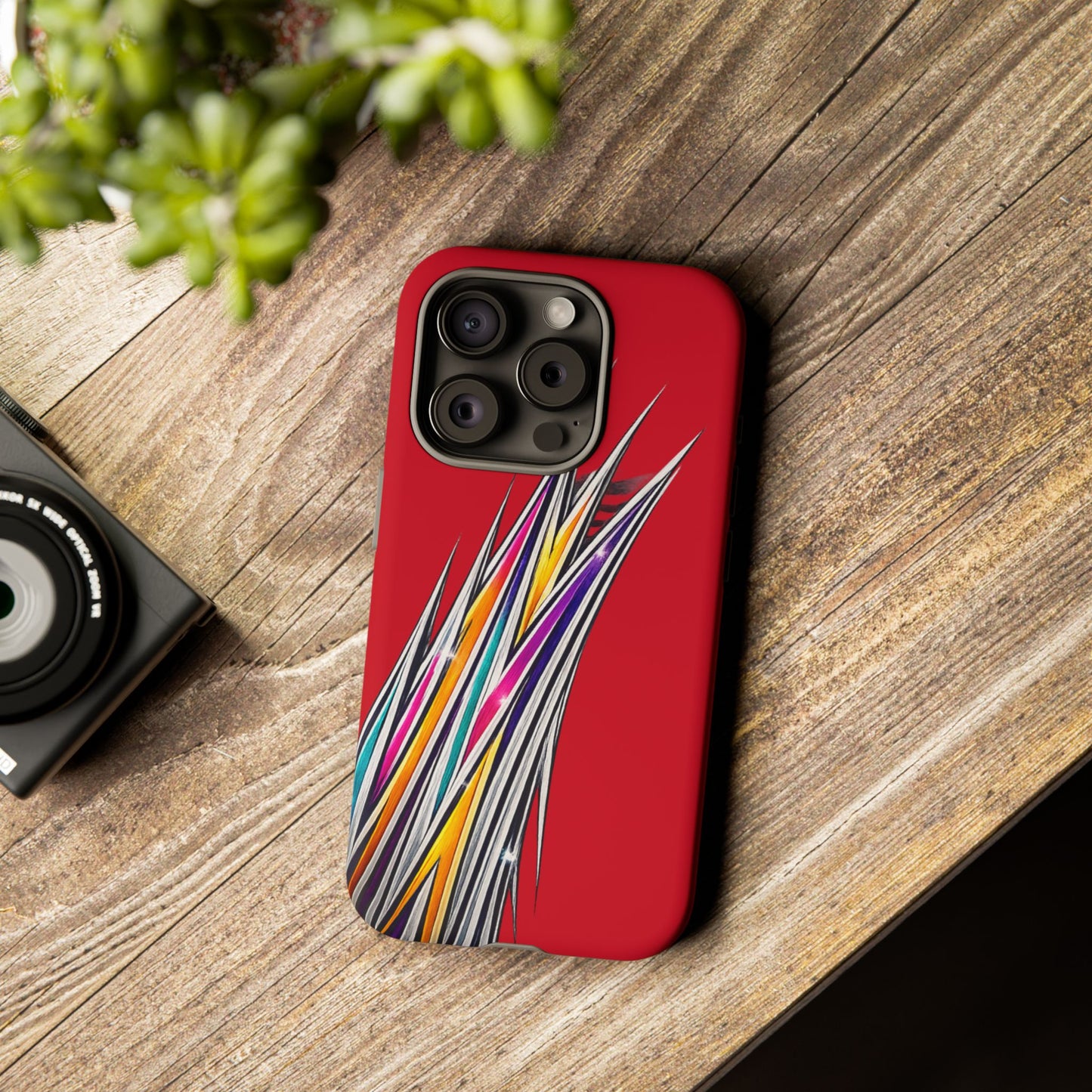 Colorburst Pinstripe Phone Case | Red Abstract Racing Stripe