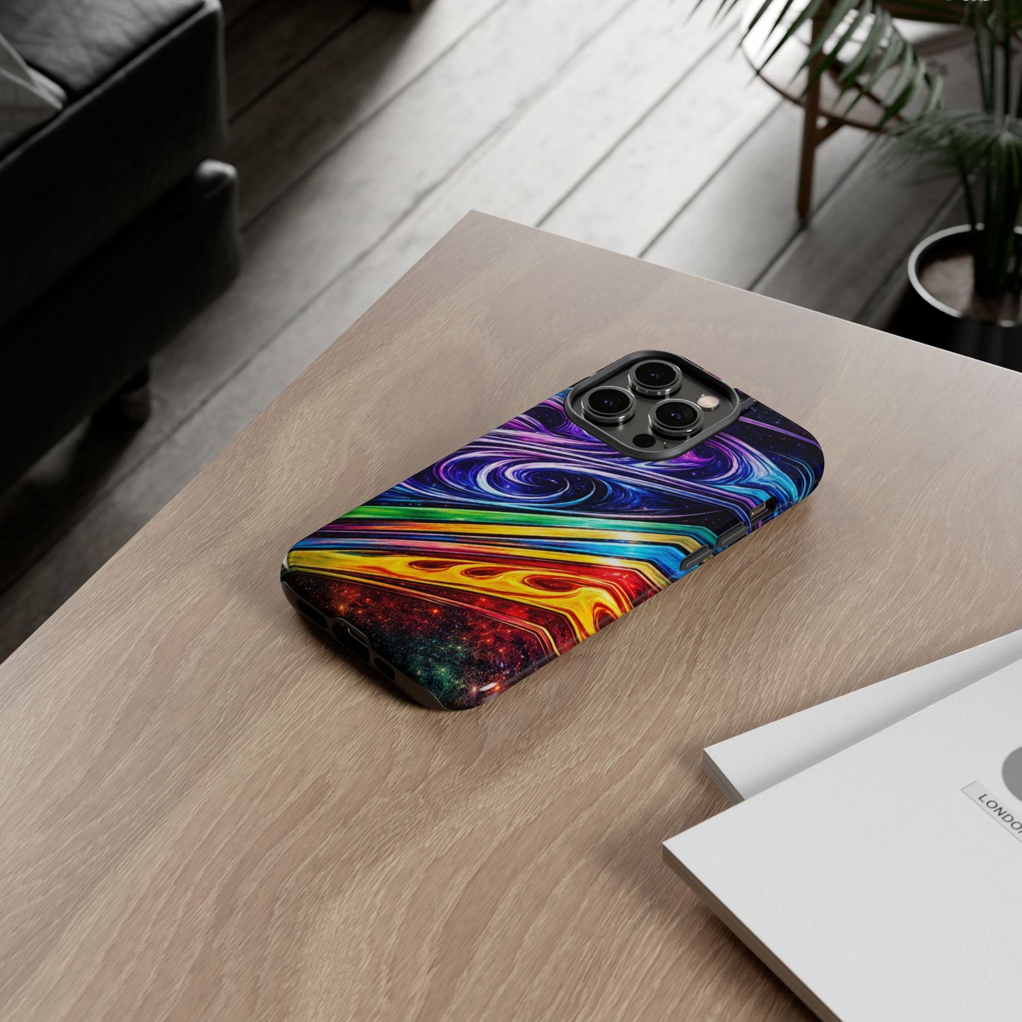 Abstract Cosmic Swirls phone case | Galaxy Rainbow Protective Case