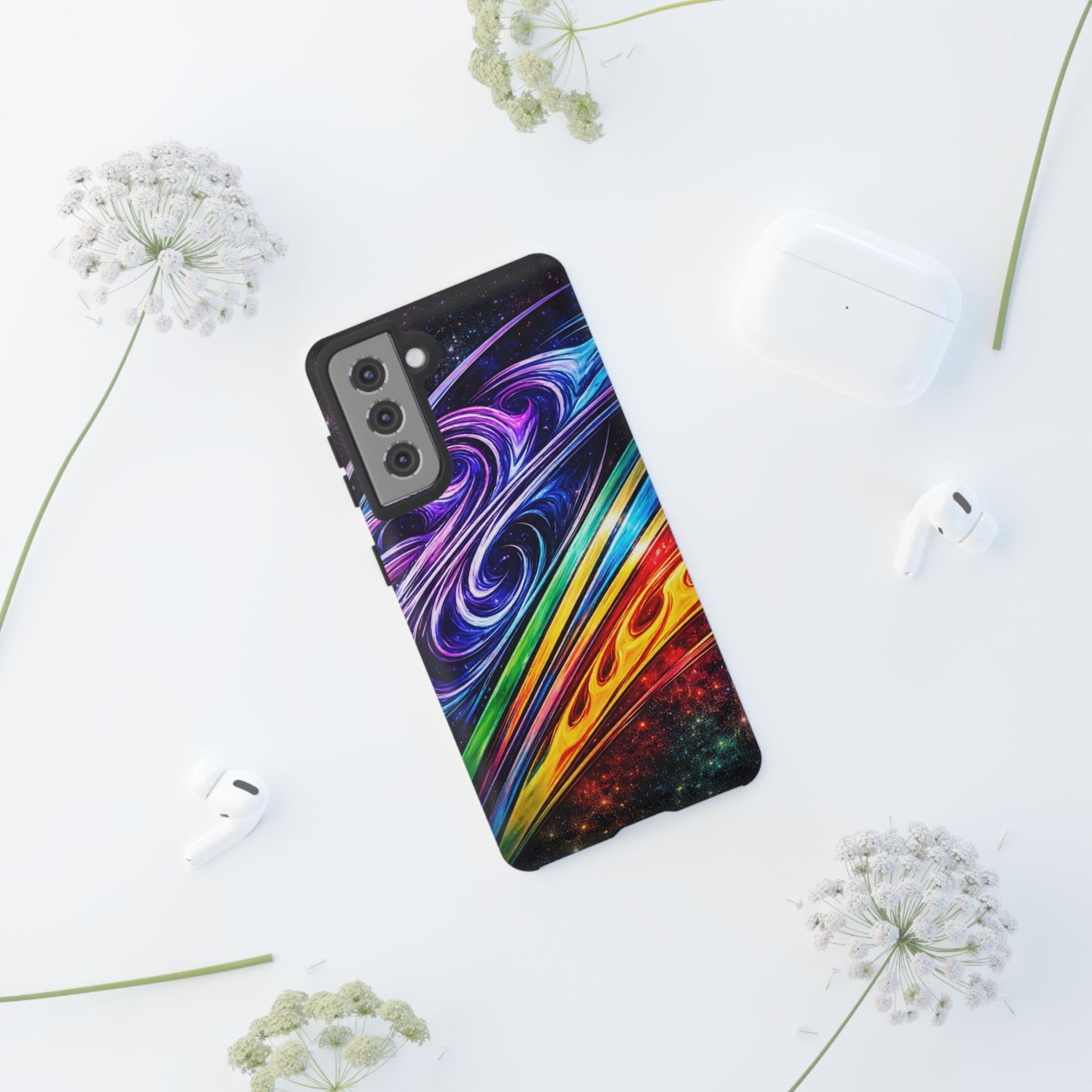 Abstract Cosmic Swirls phone case | Galaxy Rainbow Protective Case