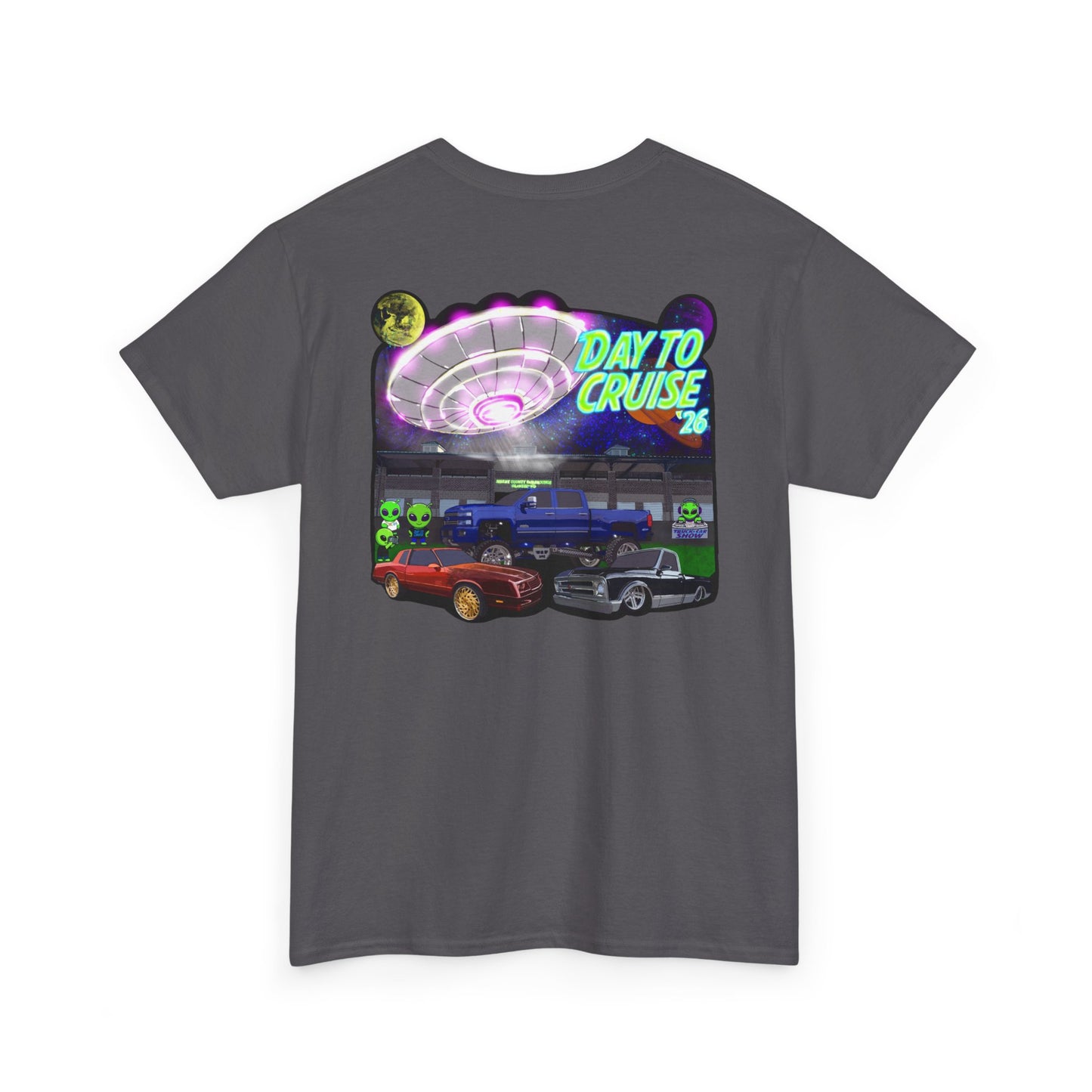 Day To Cruise Car Show Shirt Official Event Tee Retro UFO Cruise Night Automotive Streetwear