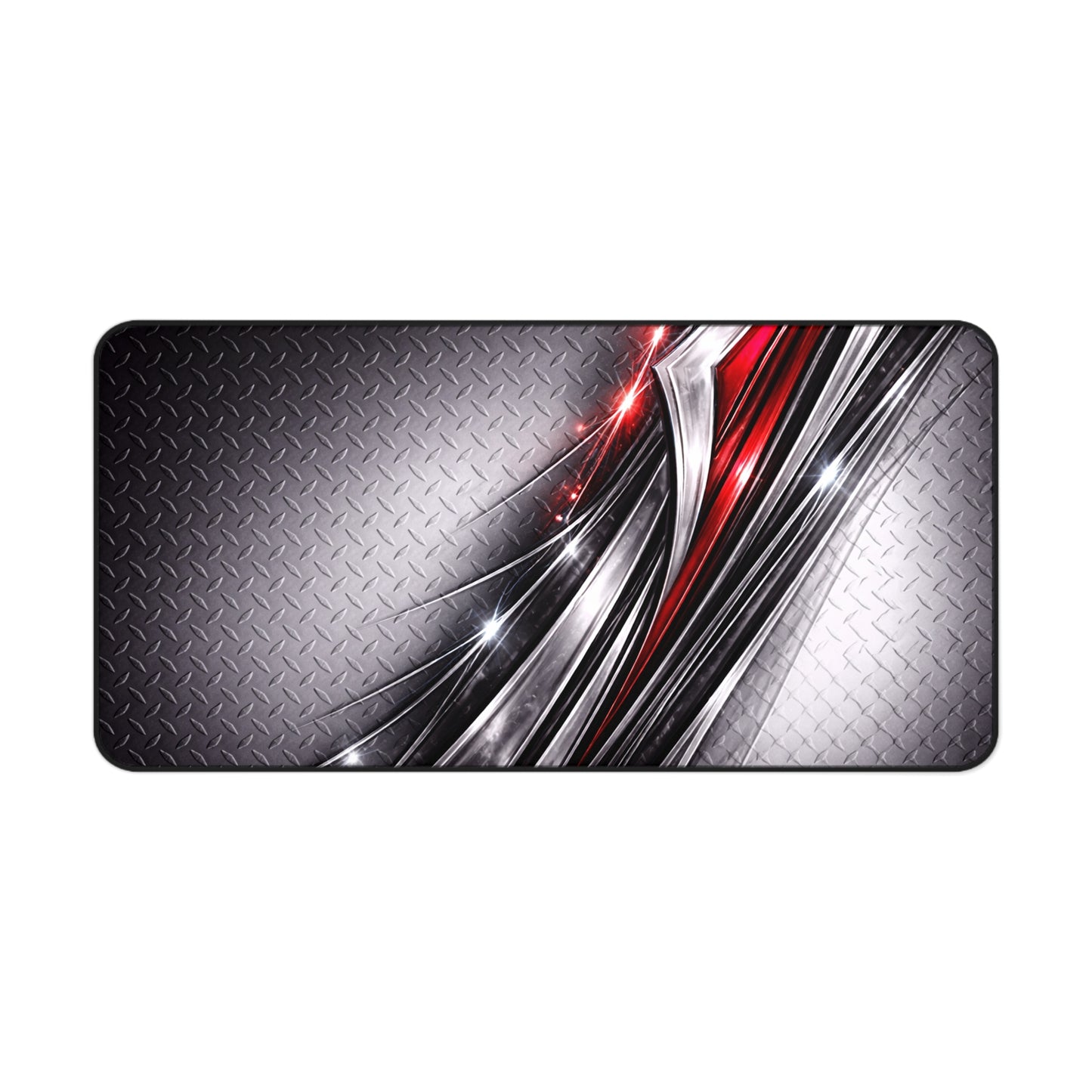 Red and Silver Metallic Abstract Desk Mat | Gaming Mousepad