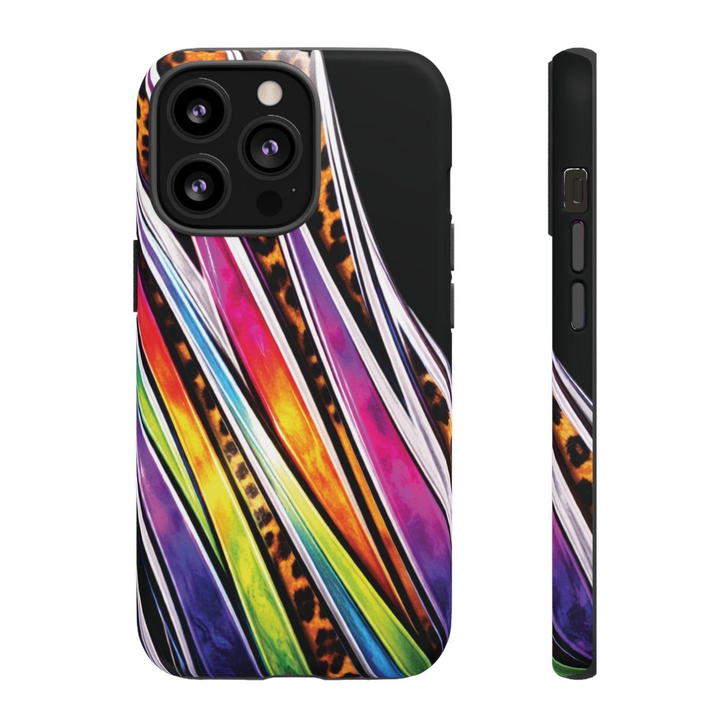 Colorful Stripes & Leopard Print Phone Case