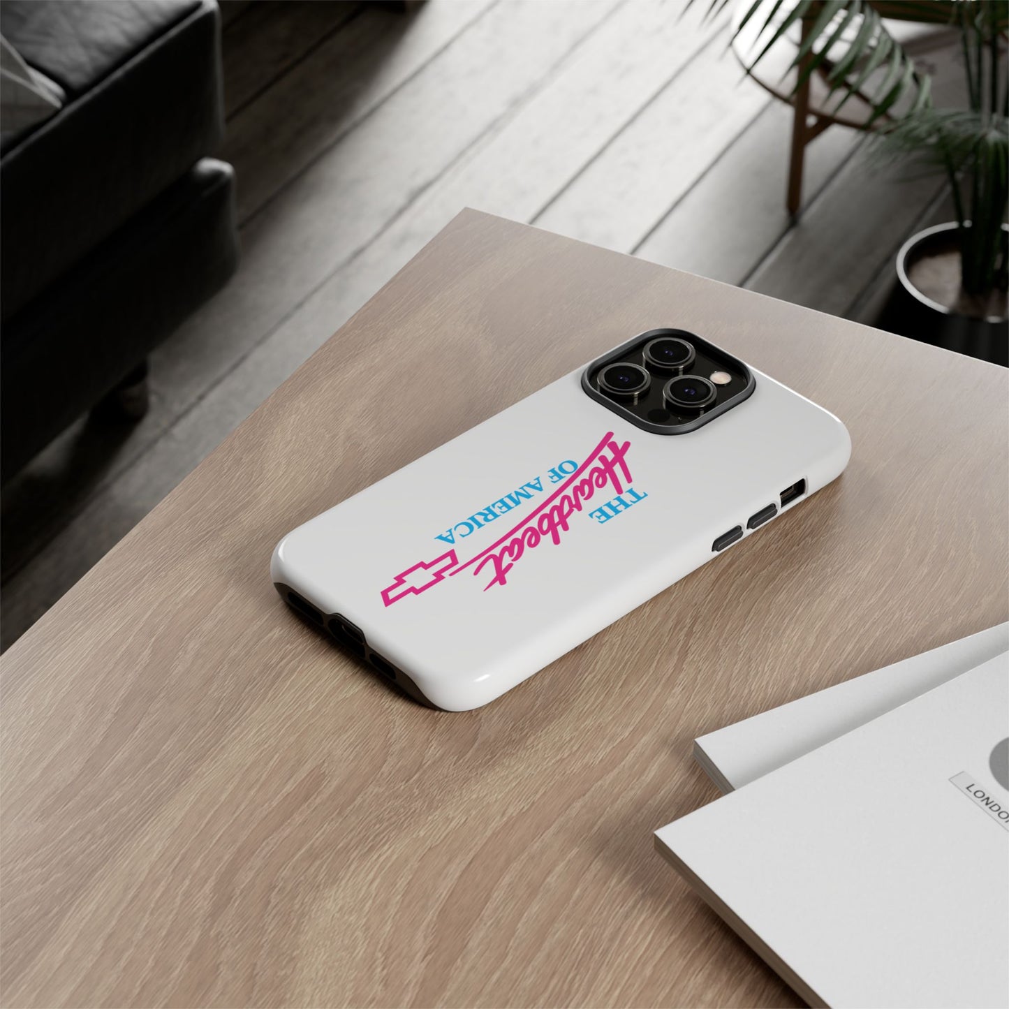 White  “The Heartbeat of America” Retro Chevy Logo, Slim Protective Cover