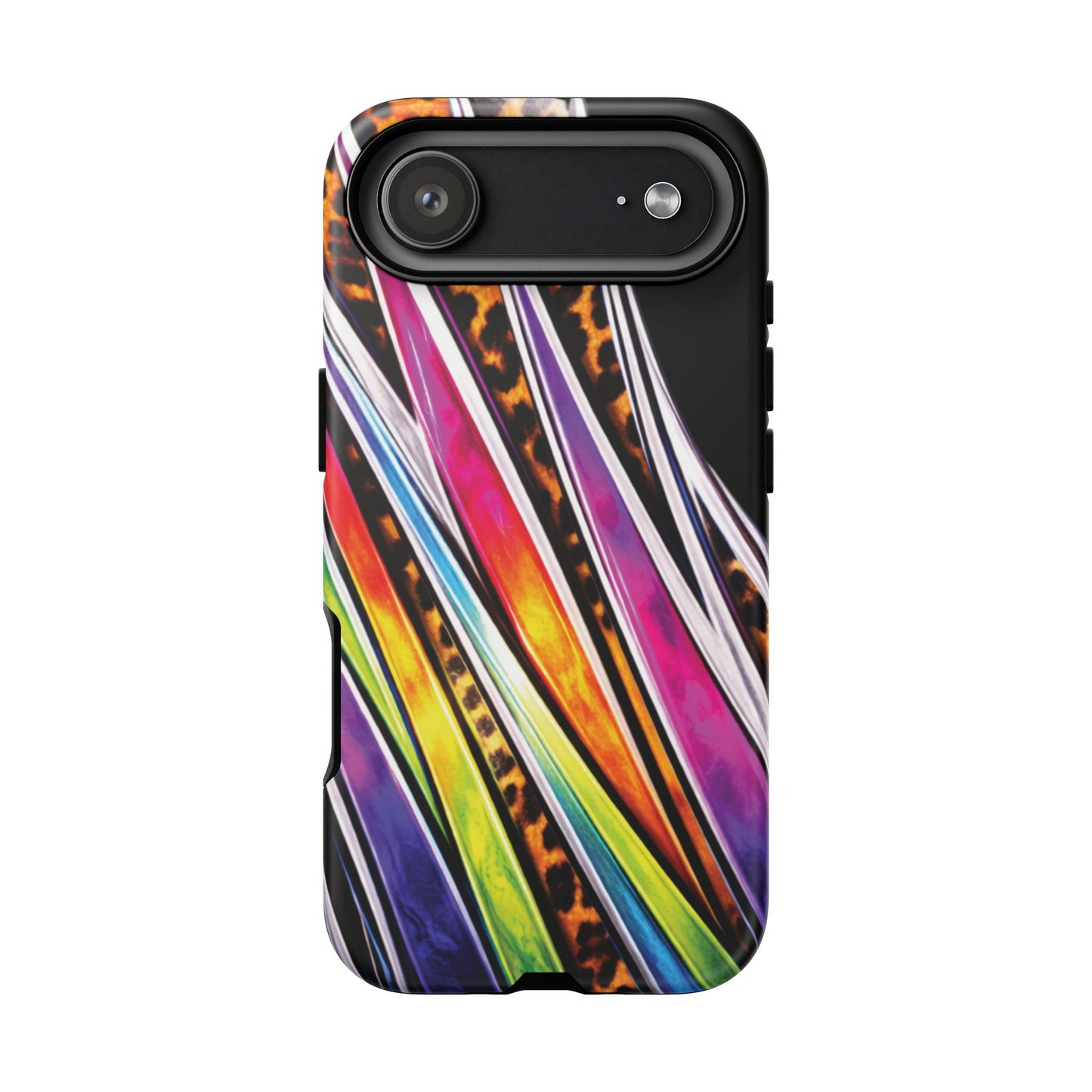 Colorful Stripes & Leopard Print Phone Case