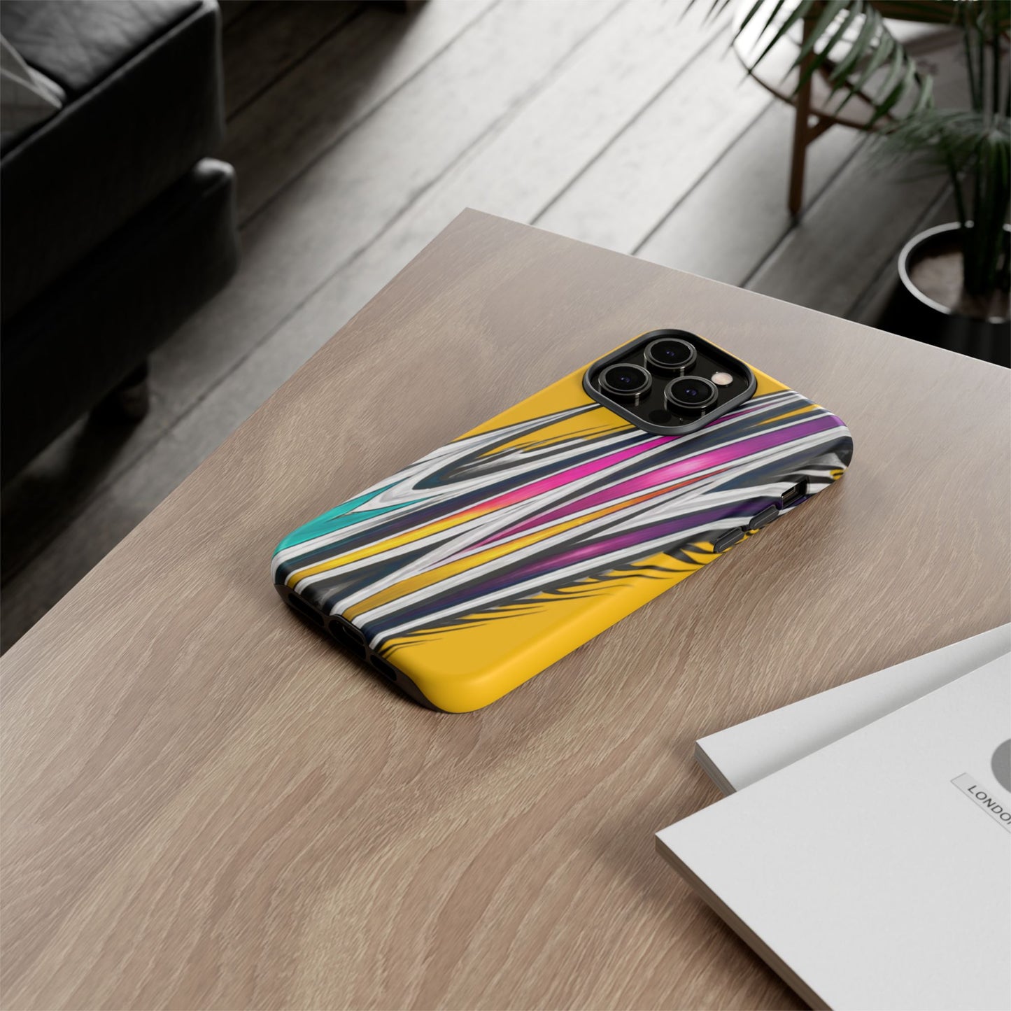 Yellow Abstract Stripes Phone Case | Tough Protective Phone Case