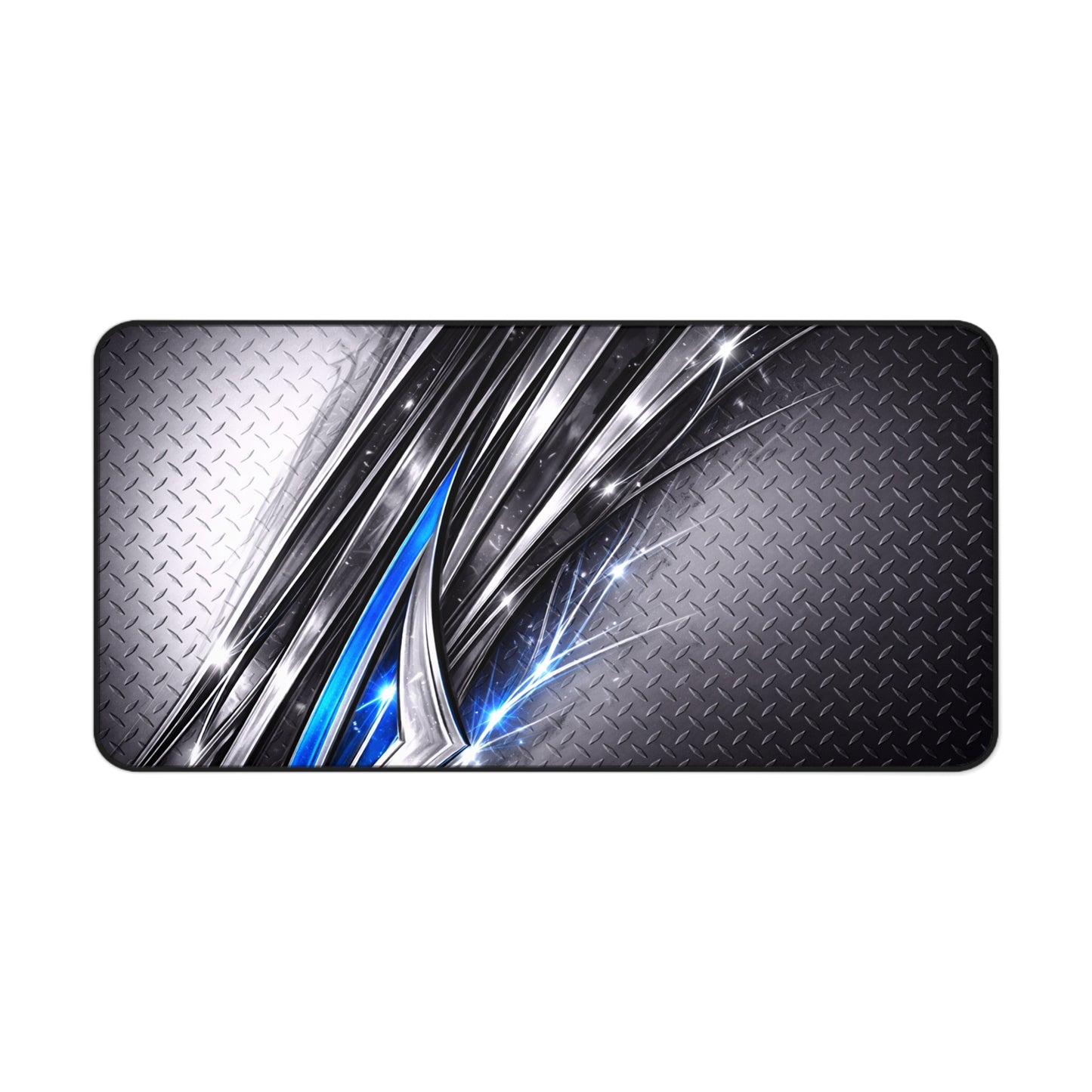 Futuristic Metallic Blue Abstract Desk Mat | Gaming Office Mousepad