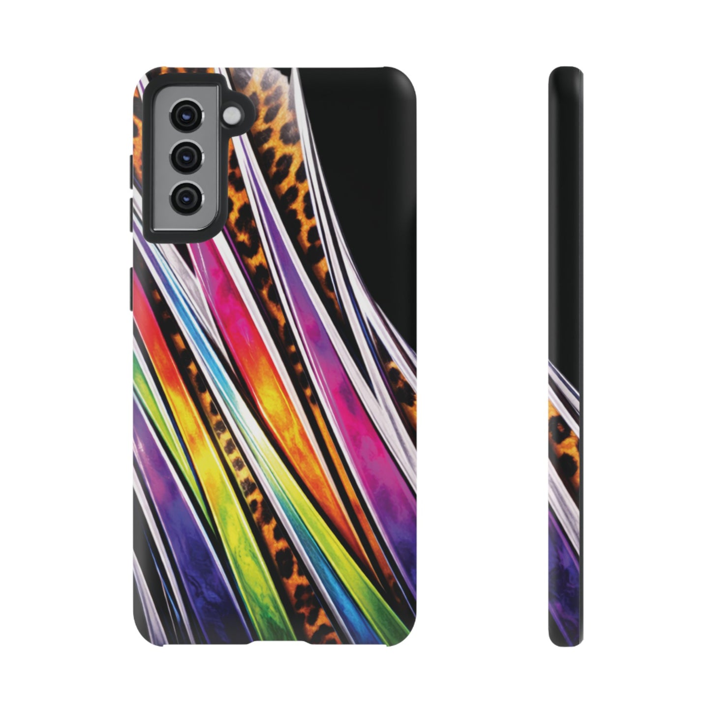 Colorful Stripes & Leopard Print Phone Case
