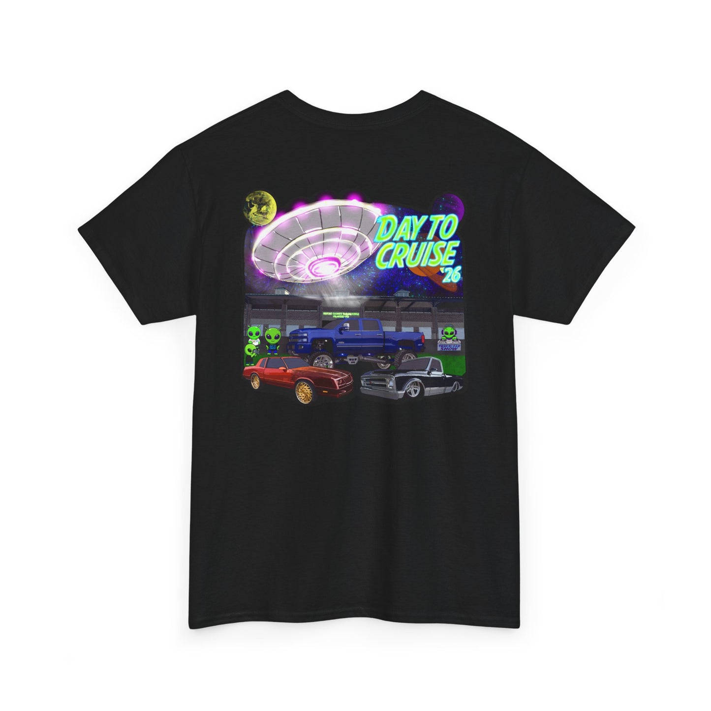 Day To Cruise Car Show Shirt Official Event Tee Retro UFO Cruise Night Automotive Streetwear