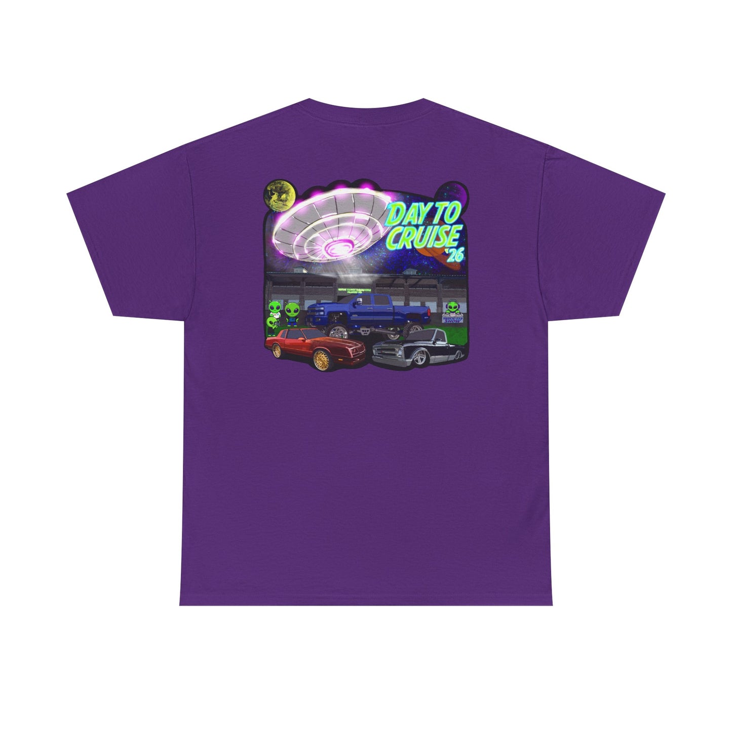 Day To Cruise Car Show Shirt Official Event Tee Retro UFO Cruise Night Automotive Streetwear