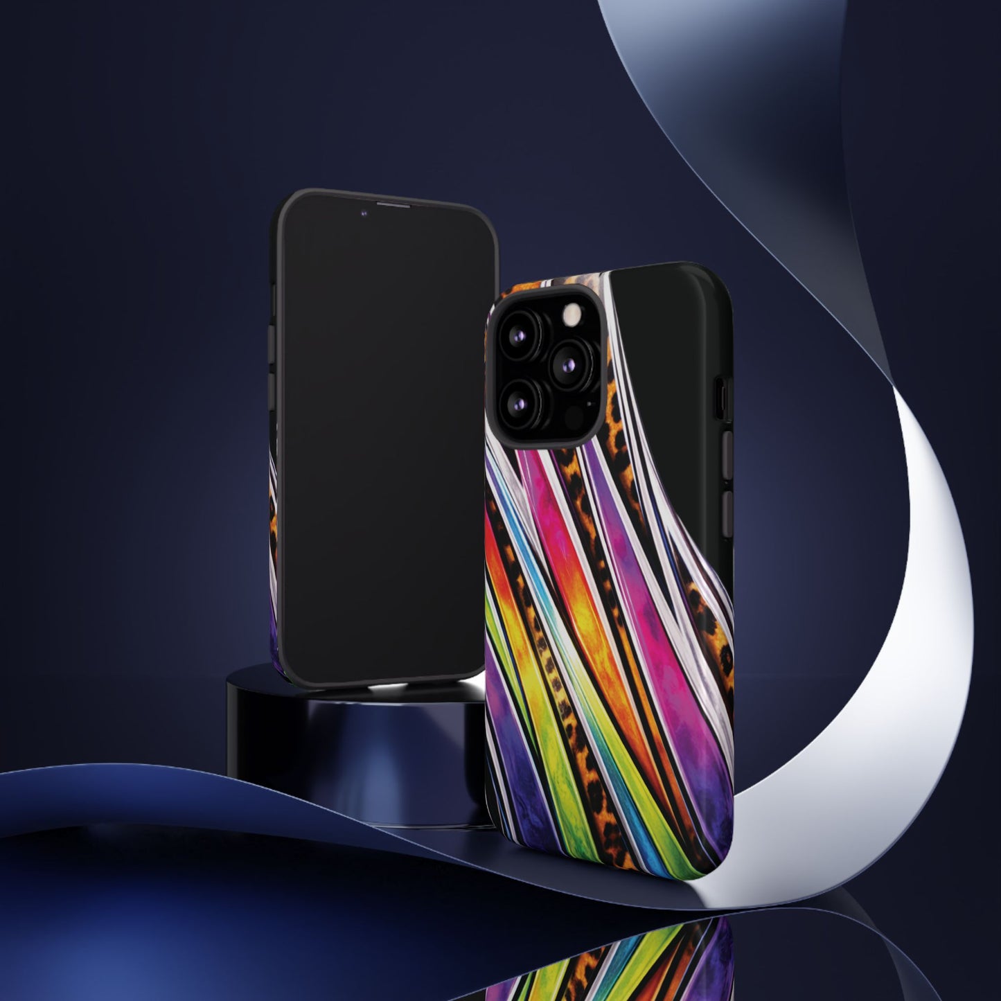 Colorful Stripes & Leopard Print Phone Case