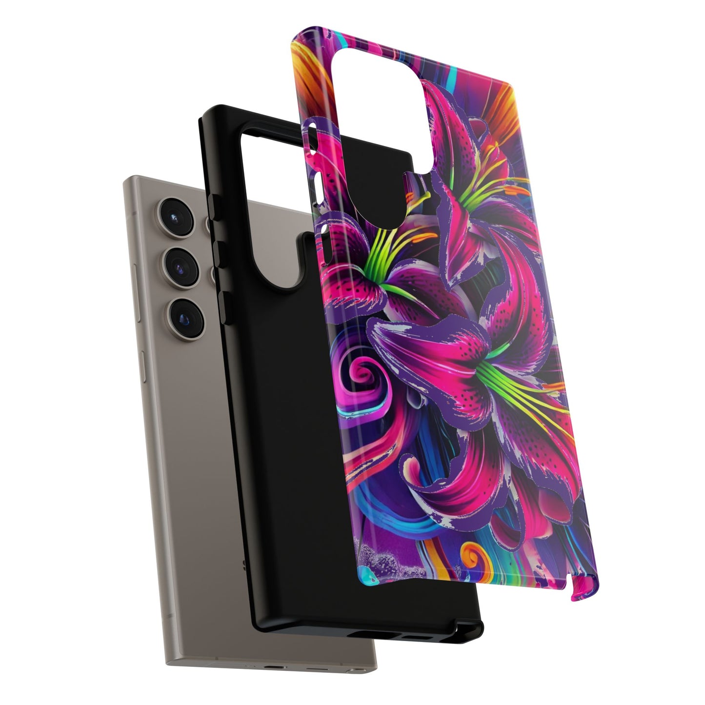 Neon Lily Illustration Tough Case | Floral Phone Cover
