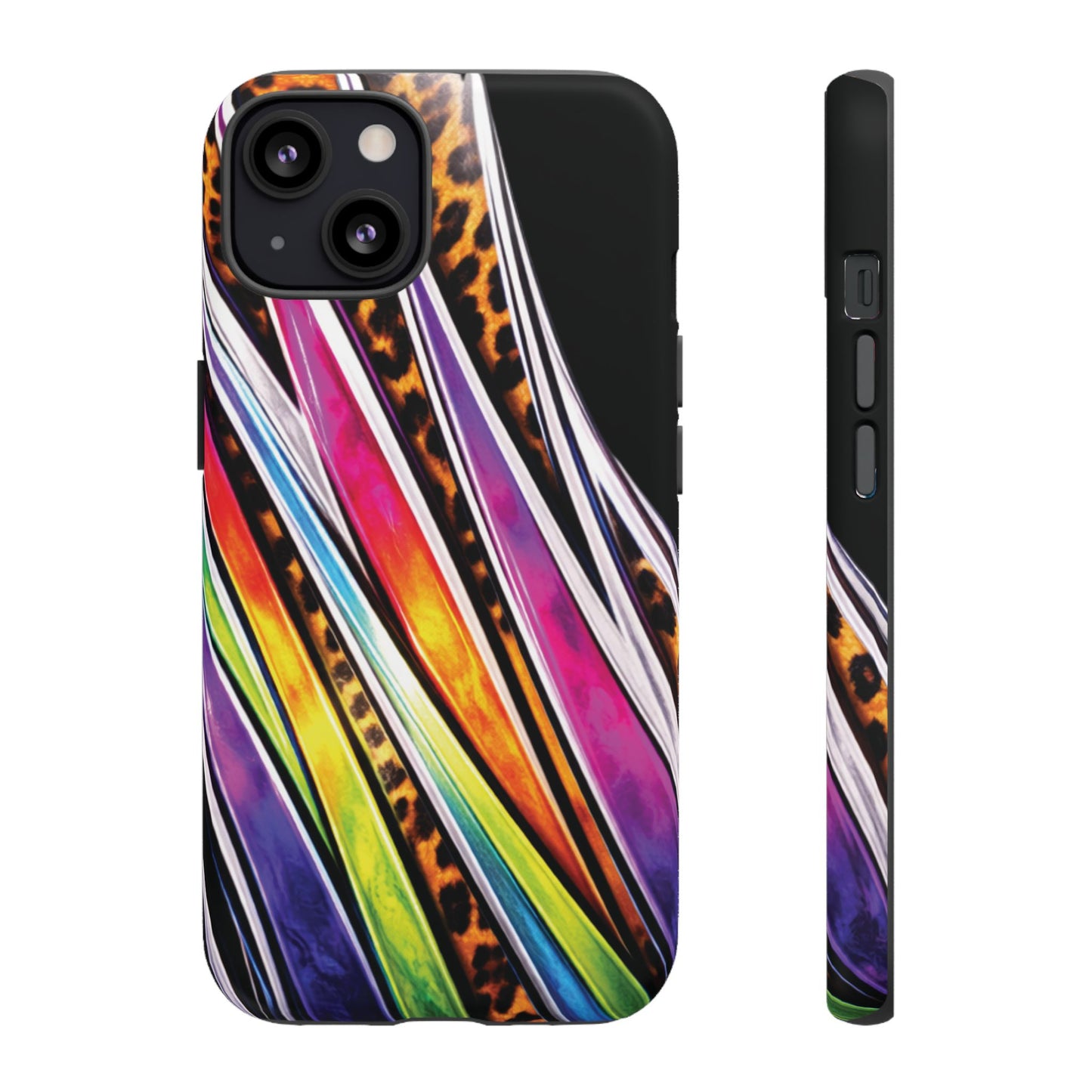 Colorful Stripes & Leopard Print Phone Case