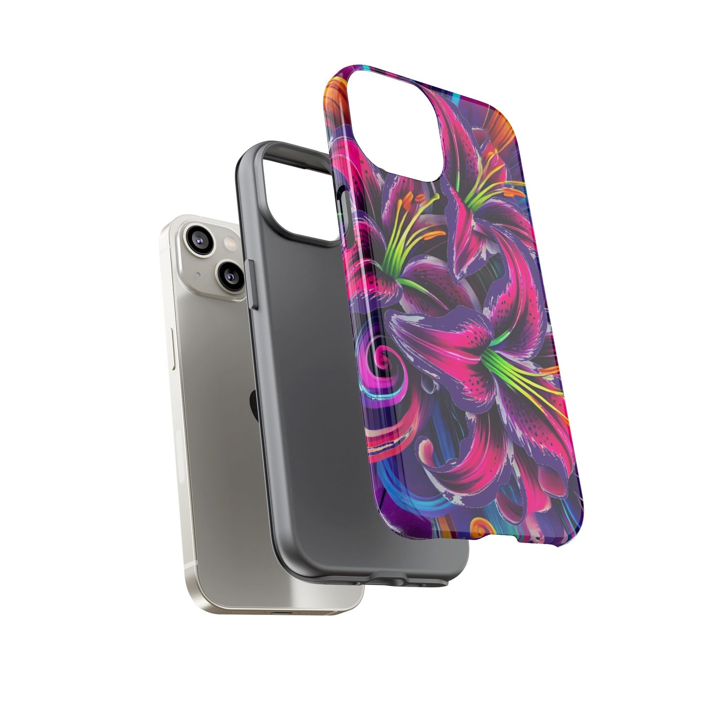 Neon Lily Illustration Tough Case | Floral Phone Cover