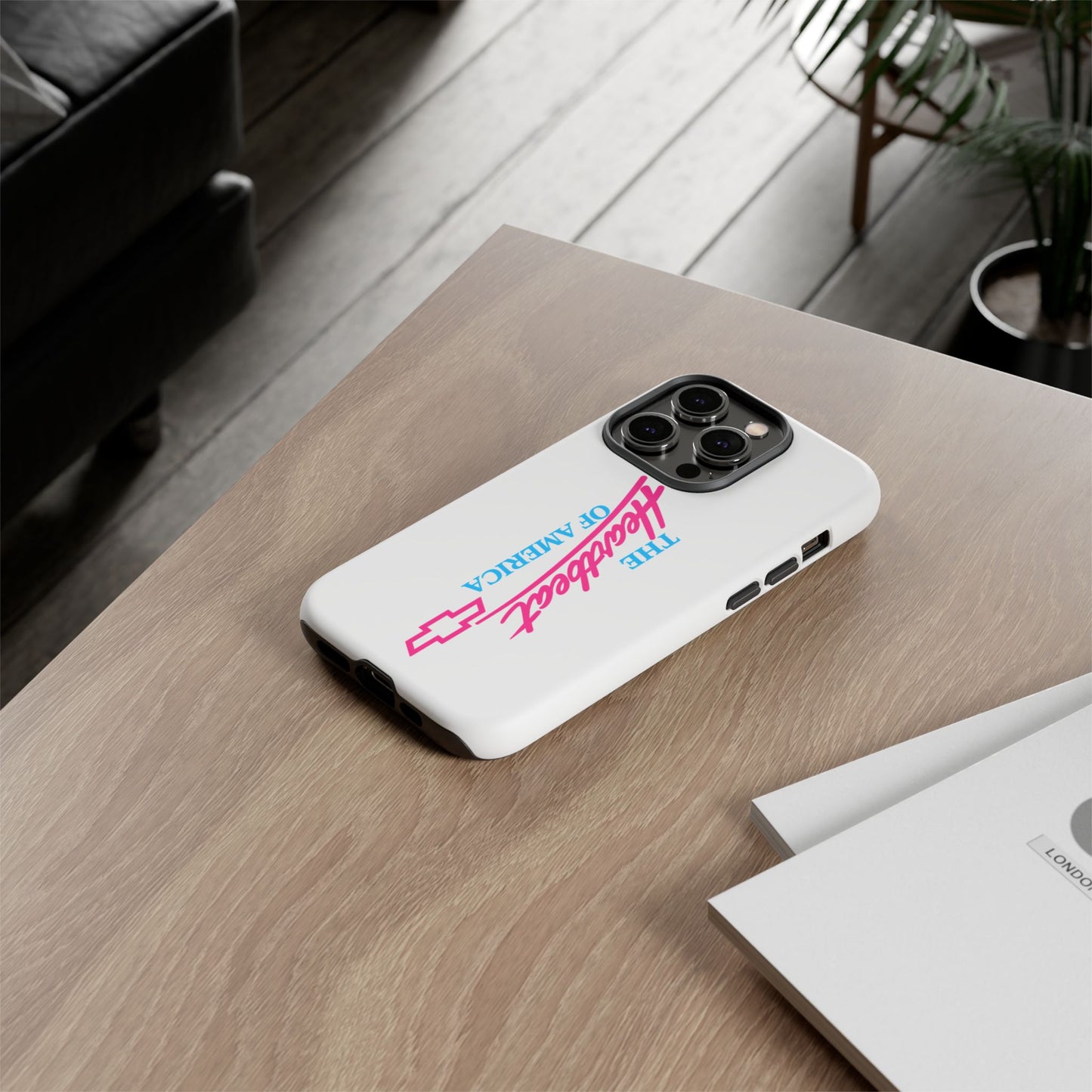 White  “The Heartbeat of America” Retro Chevy Logo, Slim Protective Cover