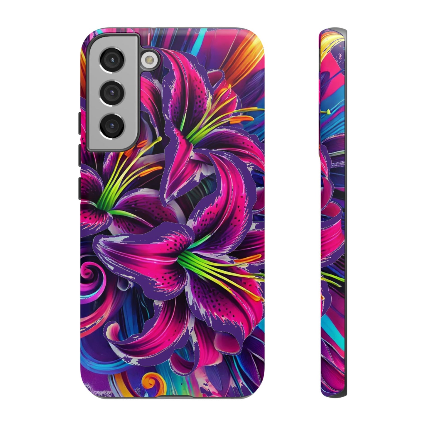 Neon Lily Illustration Tough Case | Floral Phone Cover
