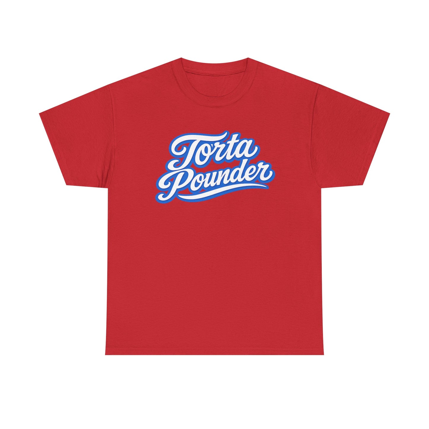 Torta Pounder Script Tee — Retro Blue Logo Graphic T-Shirt