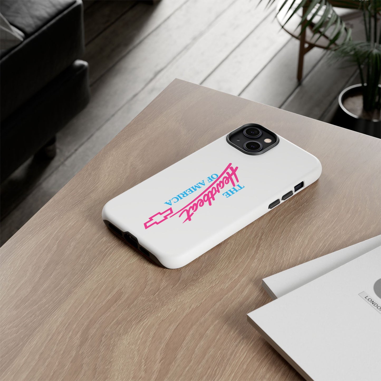 White  “The Heartbeat of America” Retro Chevy Logo, Slim Protective Cover