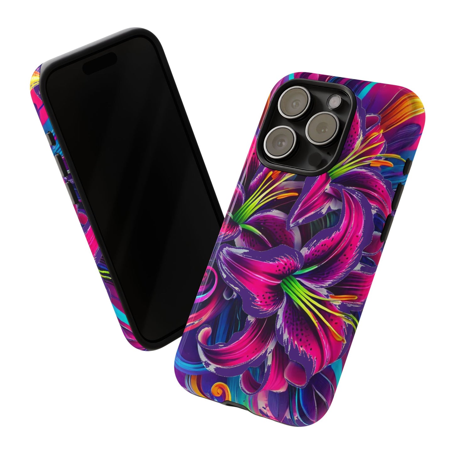 Neon Lily Illustration Tough Case | Floral Phone Cover