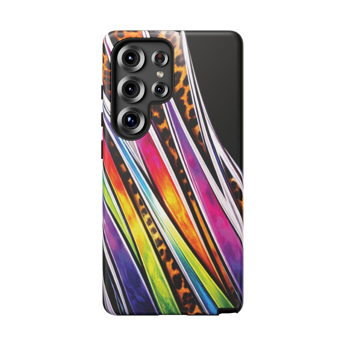 Colorful Stripes & Leopard Print Phone Case