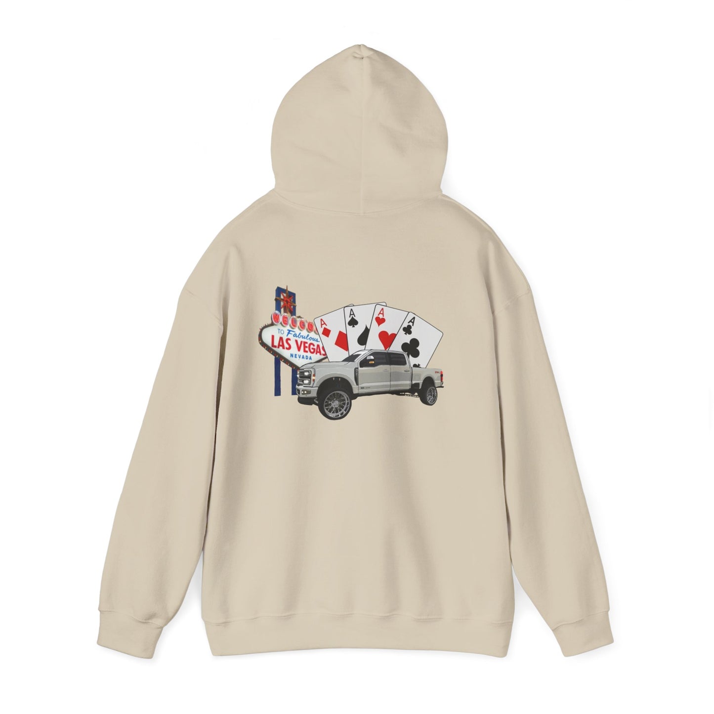 Las Vegas Truck Graphic Hoodie – Casino Cards & Welcome Sign Pullover