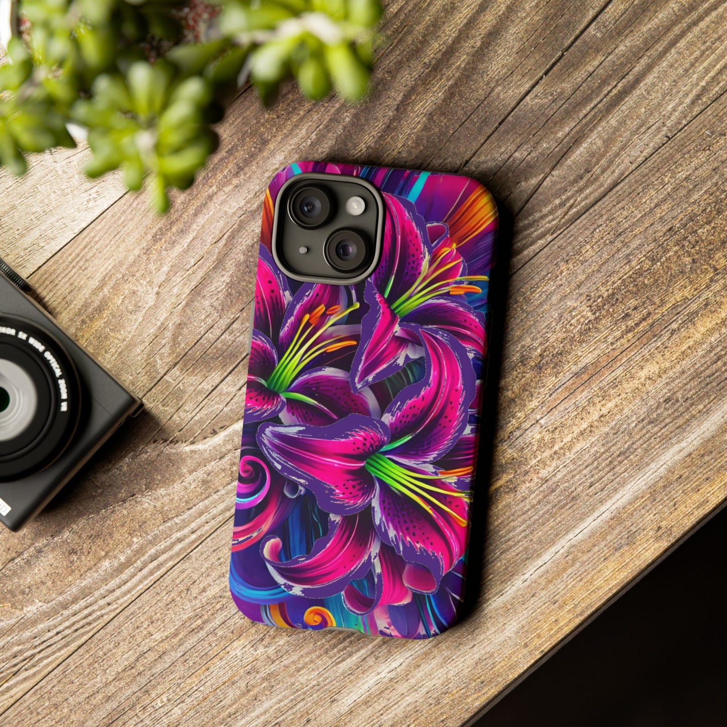 Neon Lily Illustration Tough Case | Floral Phone Cover