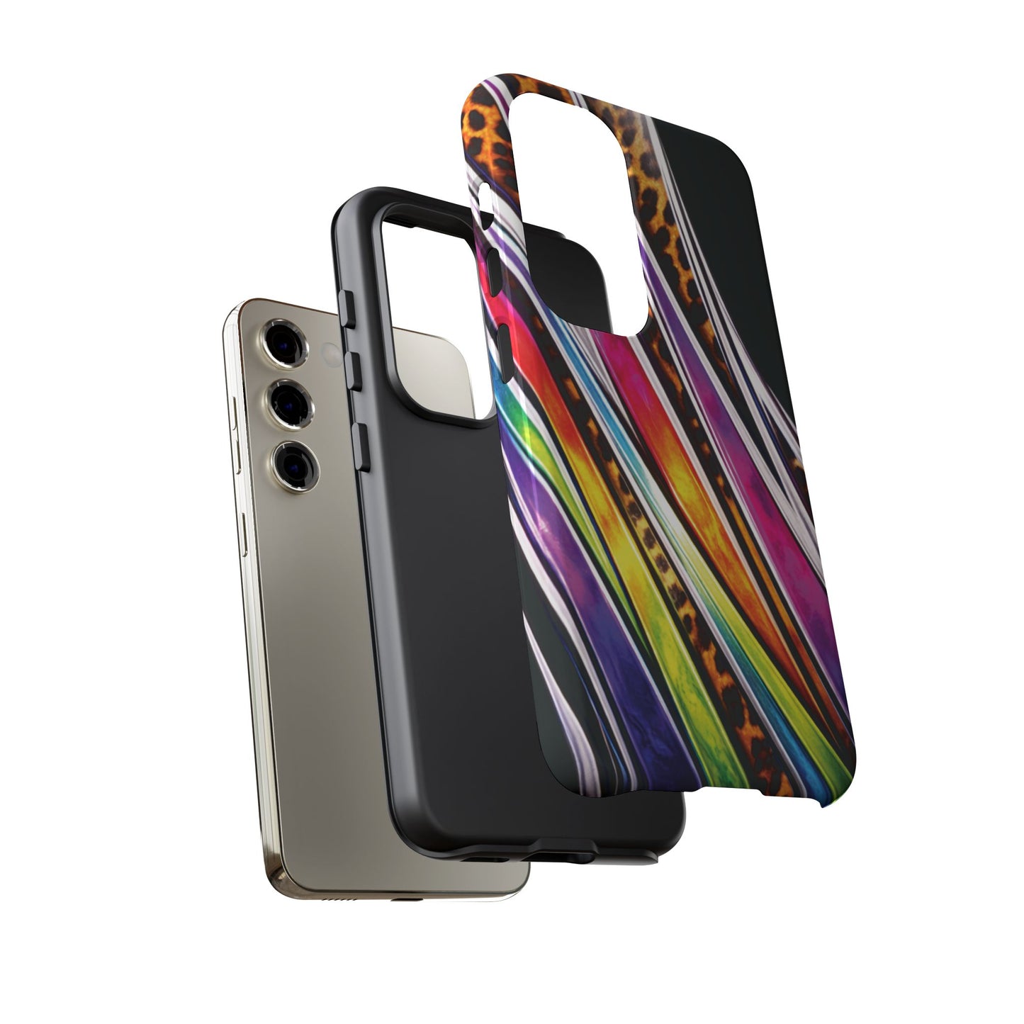 Colorful Stripes & Leopard Print Phone Case