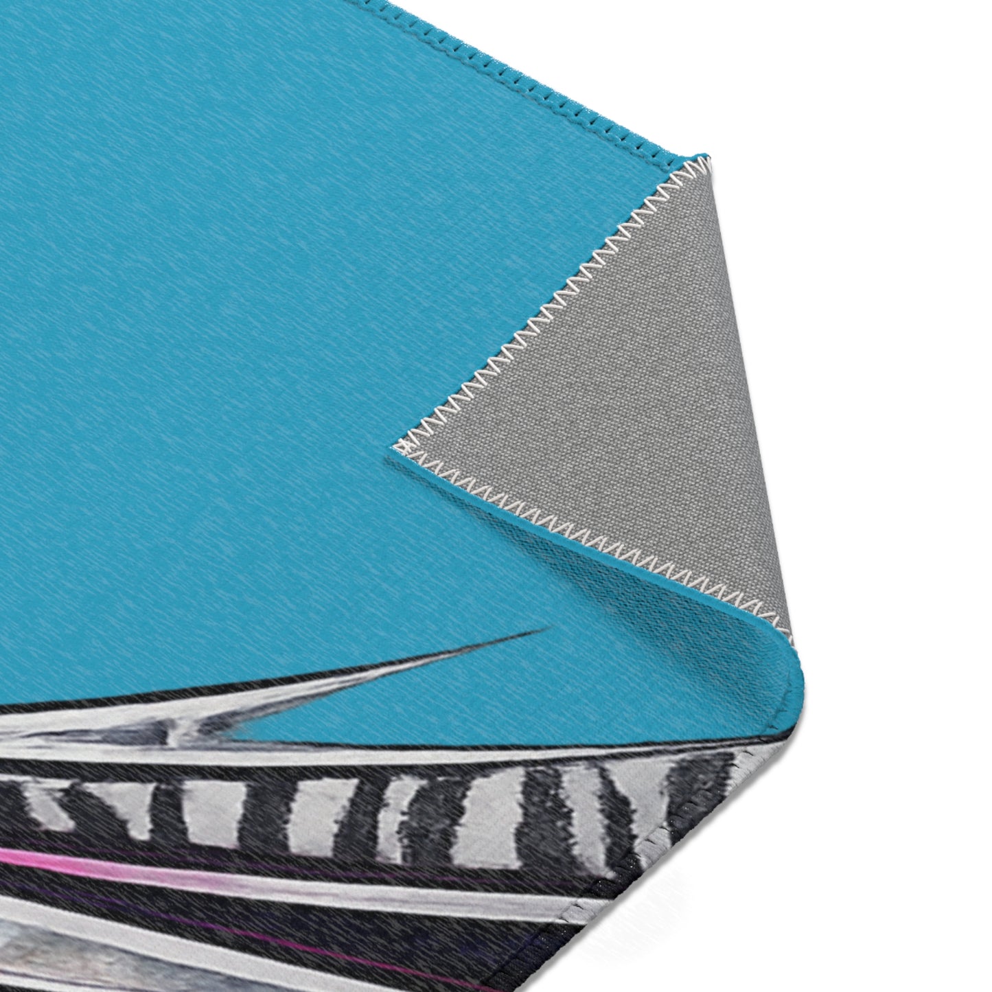 Turquoise Zebra Stripe Tear Area Rug — Colorful Rainbow Accent Rug