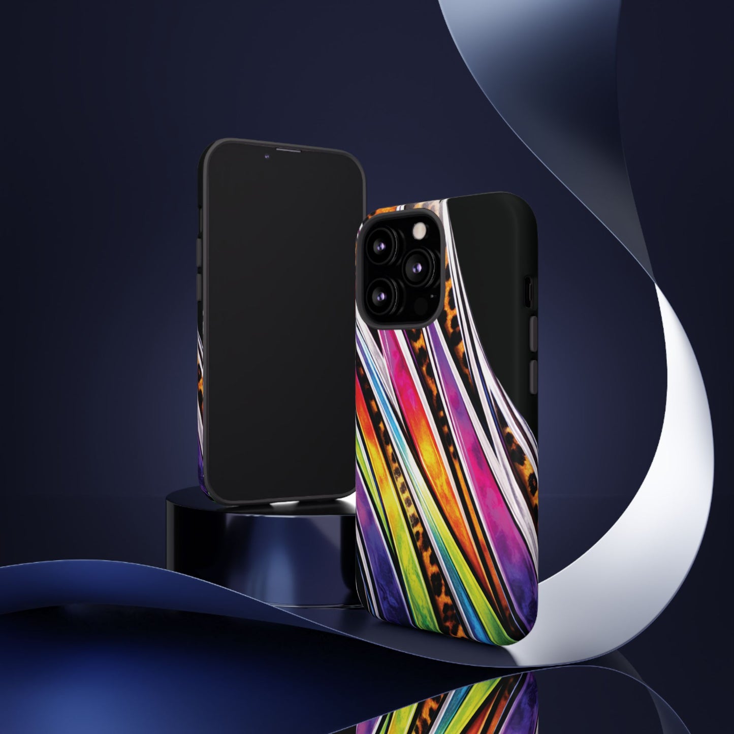 Colorful Stripes & Leopard Print Phone Case