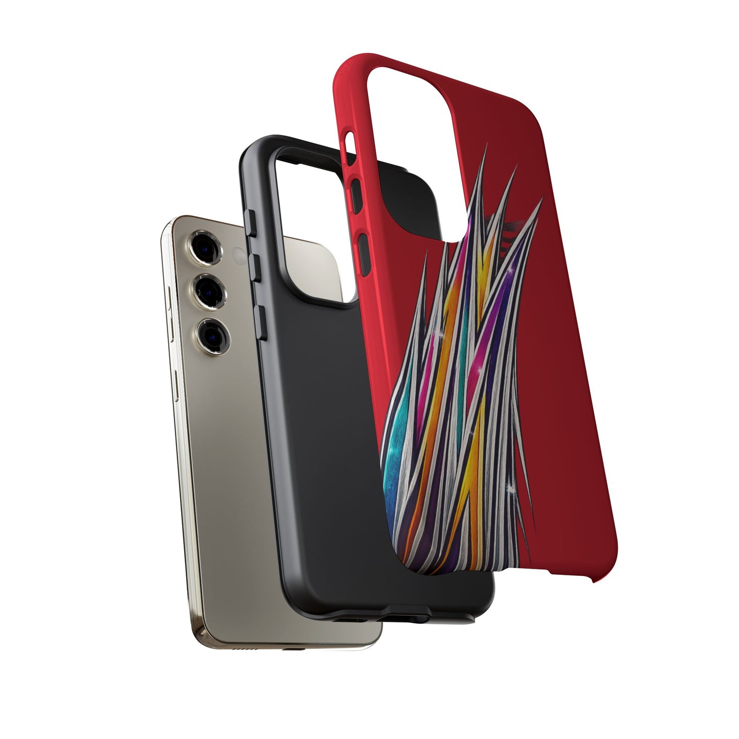 Colorburst Pinstripe Phone Case | Red Abstract Racing Stripe