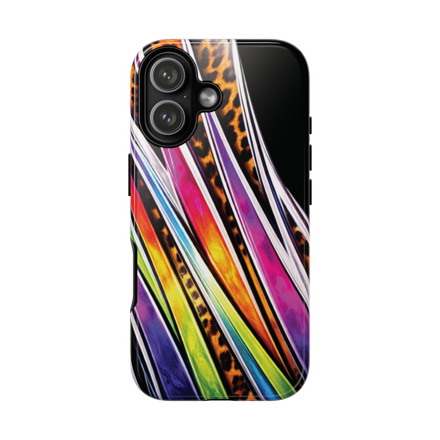 Colorful Stripes & Leopard Print Phone Case