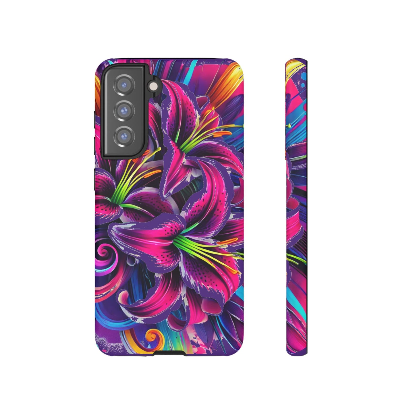 Neon Lily Illustration Tough Case | Floral Phone Cover