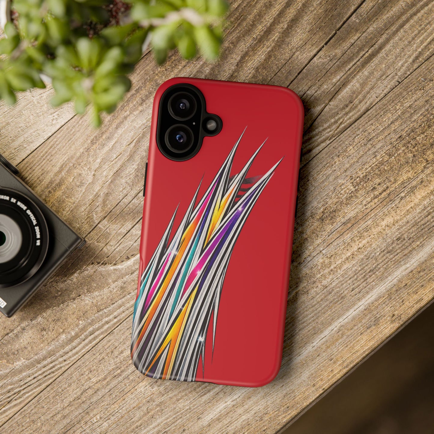 Colorburst Pinstripe Phone Case | Red Abstract Racing Stripe