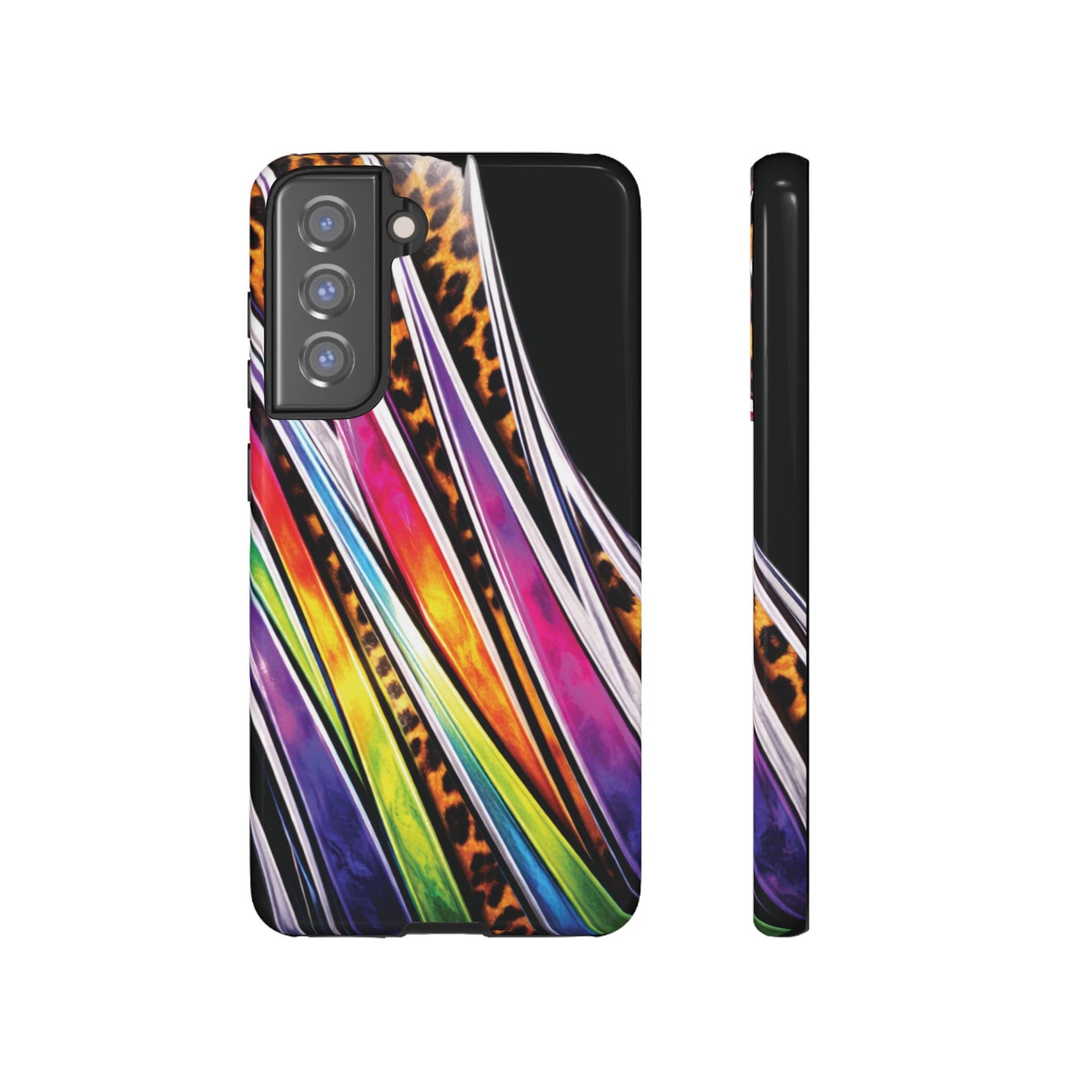 Colorful Stripes & Leopard Print Phone Case